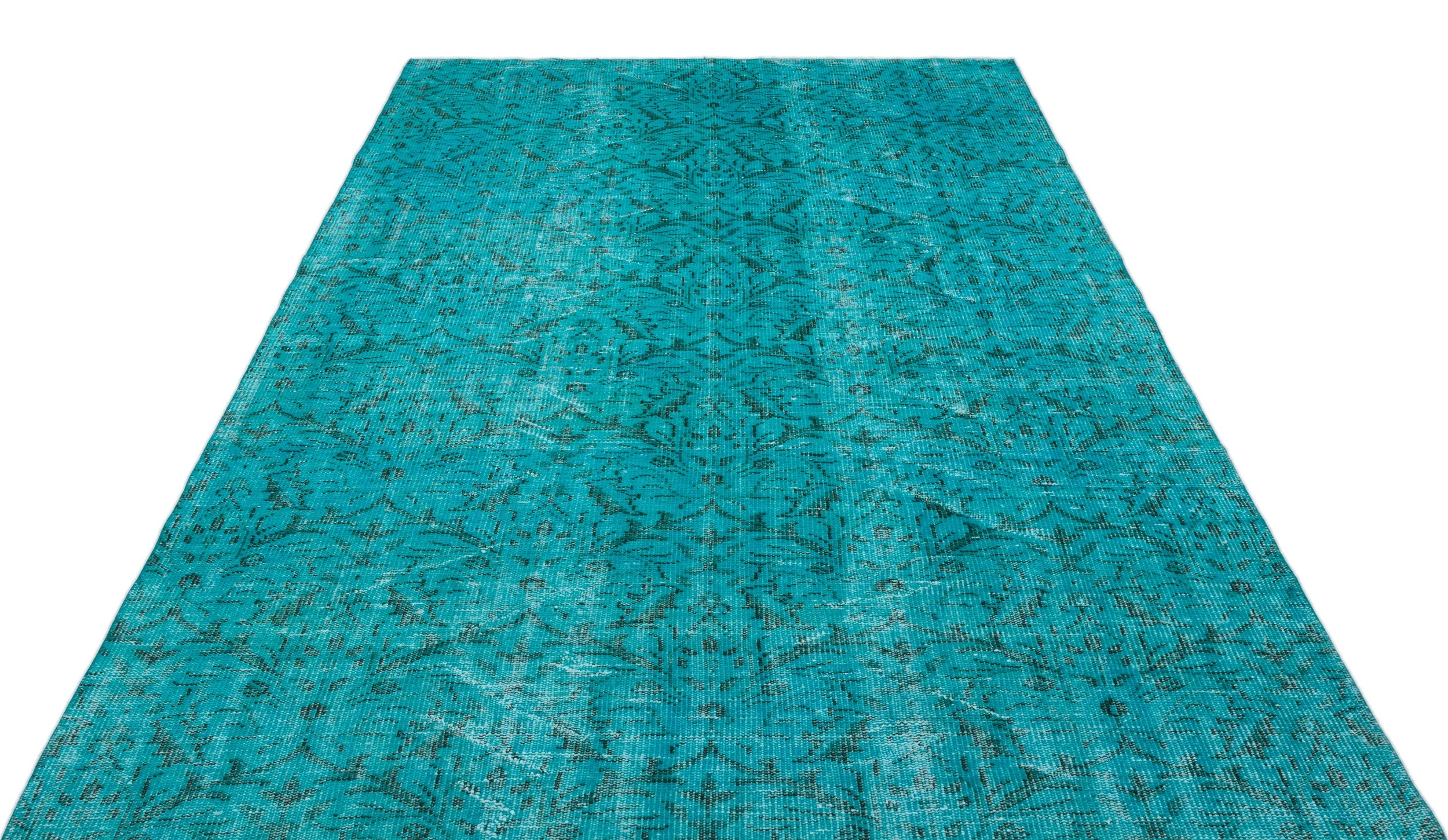 Atina Turquoise Vintage Wool Handmade Area Rug 5'10" x 9'3"