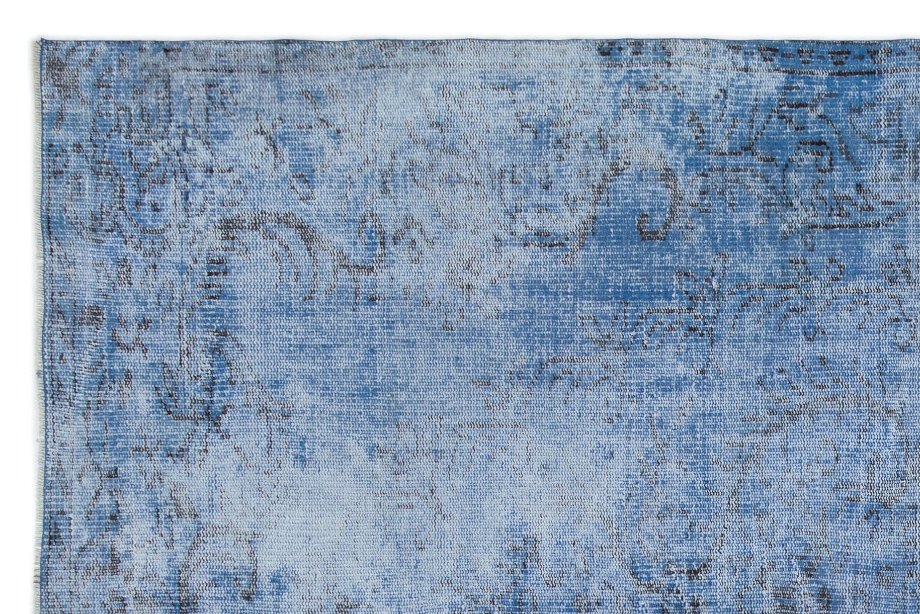 Atina Blue Vintage Wool Handmade Area Rug 4'4" x 10'5"