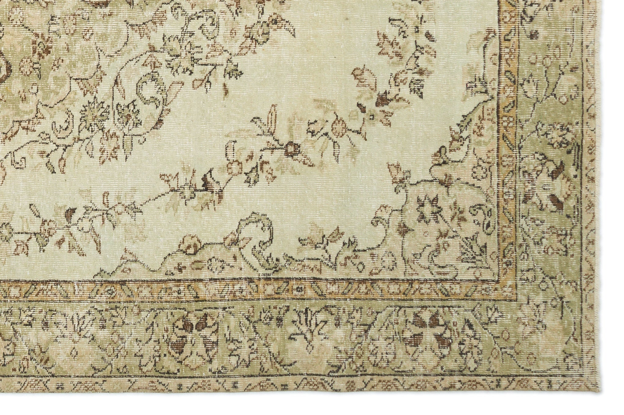 Atina Beige Vintage Wool Handmade Area Rug 6'3" x 9'3"