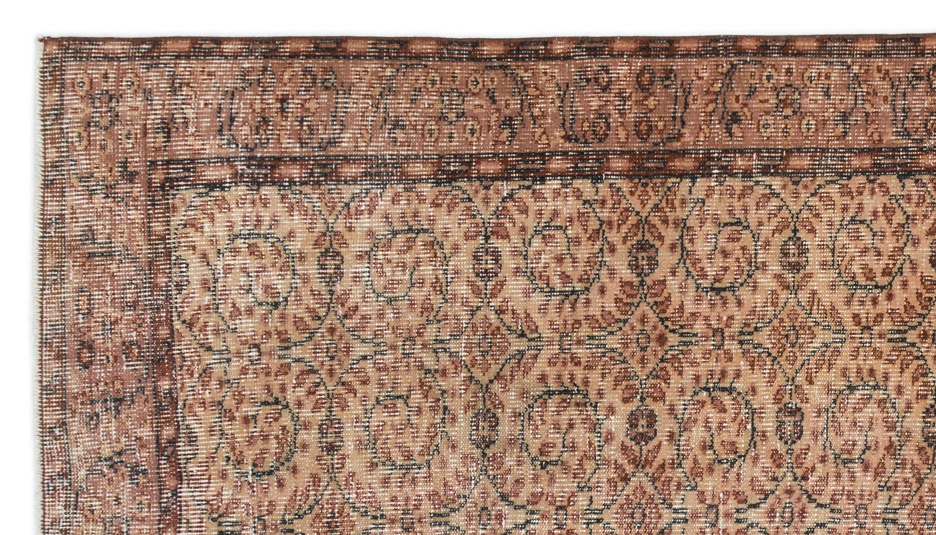 Atina Brown Vintage Wool Handmade Area Rug 4'9" x 8'5"