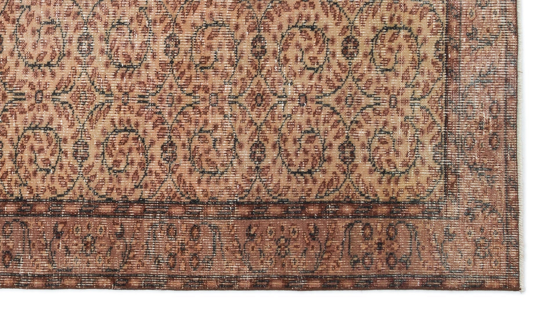 Atina Brown Vintage Wool Handmade Area Rug 4'9" x 8'5"