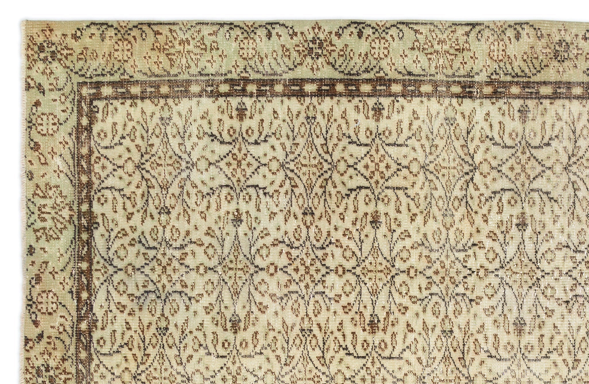 Atina Beige Vintage Wool Handmade Area Rug 5'1" x 11'4"