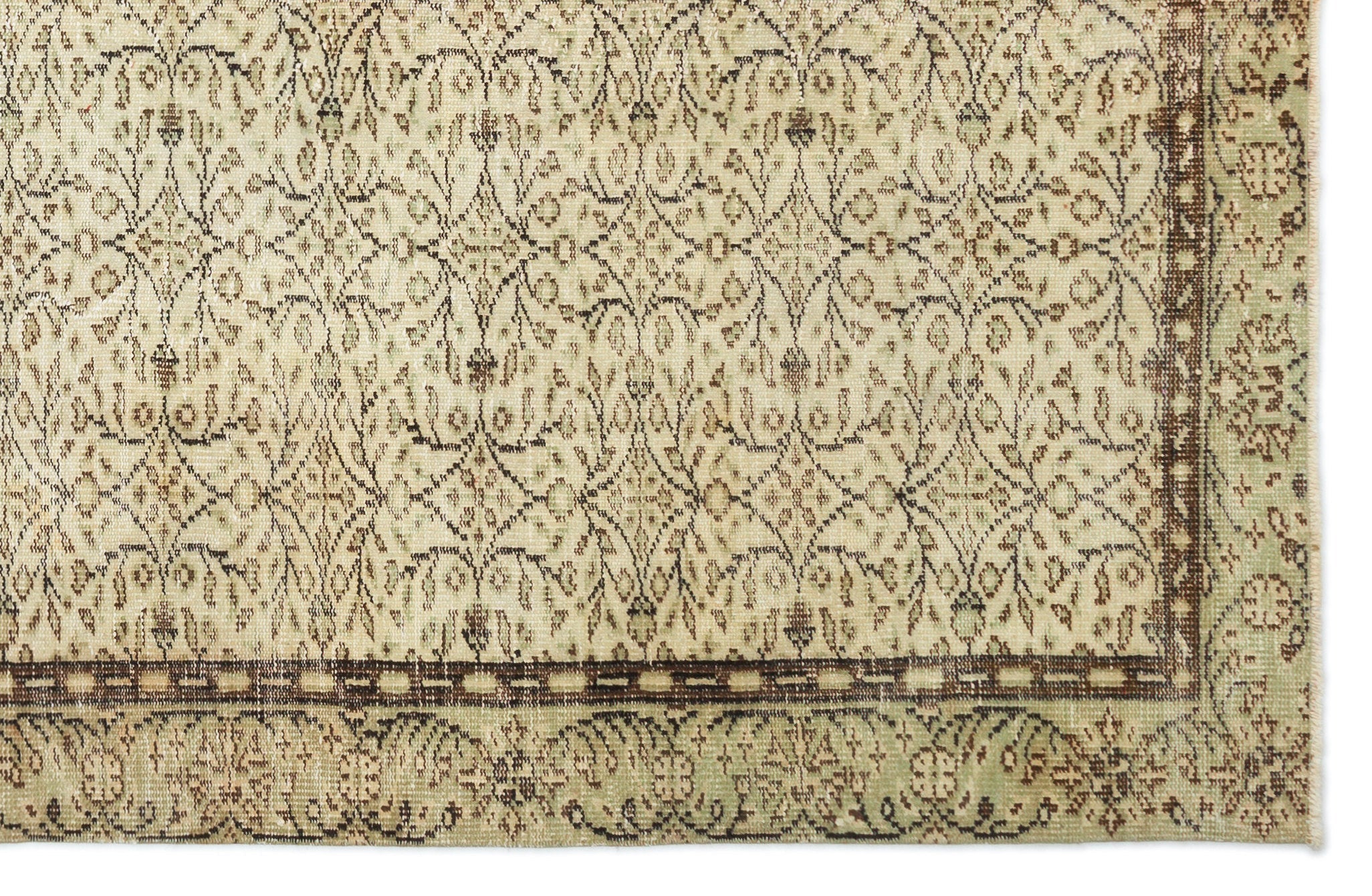 Atina Beige Vintage Wool Handmade Area Rug 5'1" x 11'4"