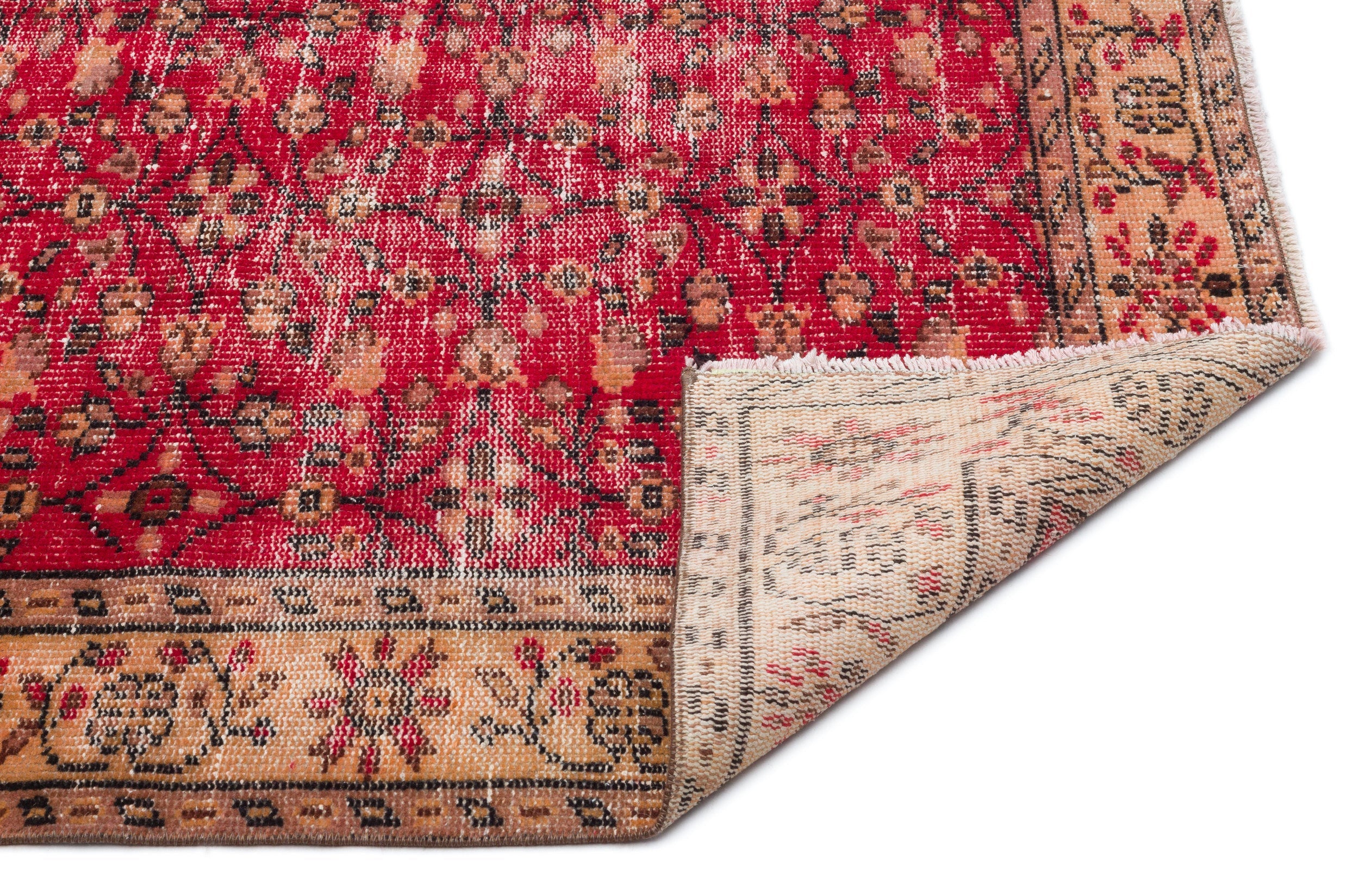 Atina Red Vintage Wool Handmade Area Rug 5'7" x 10'0"