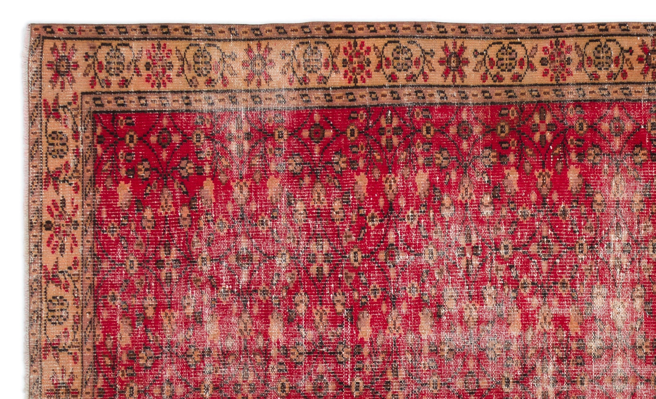 Atina Red Vintage Wool Handmade Area Rug 5'7" x 10'0"
