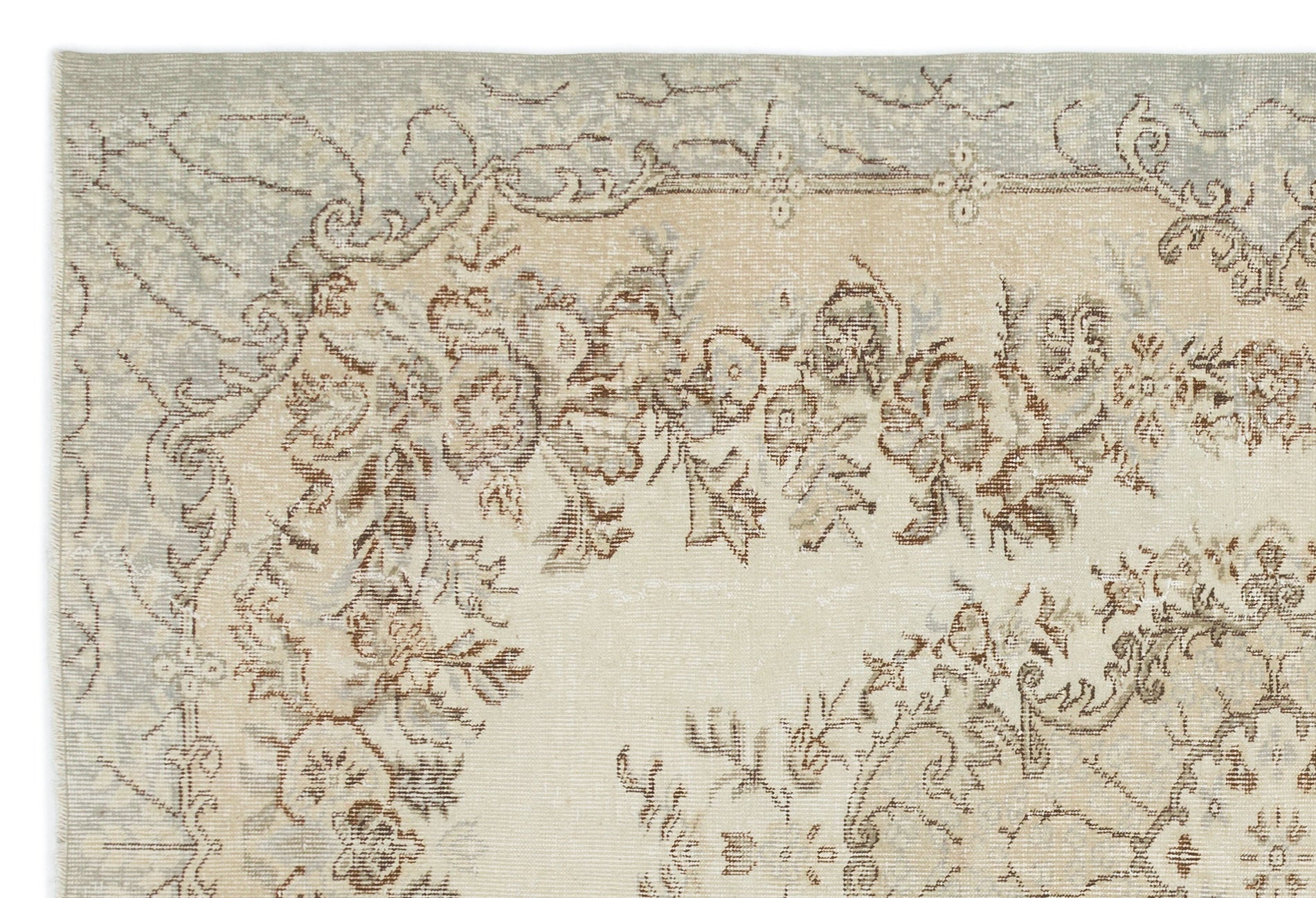 Atina Beige Vintage Wool Handmade Area Rug 5'11" x 8'8"