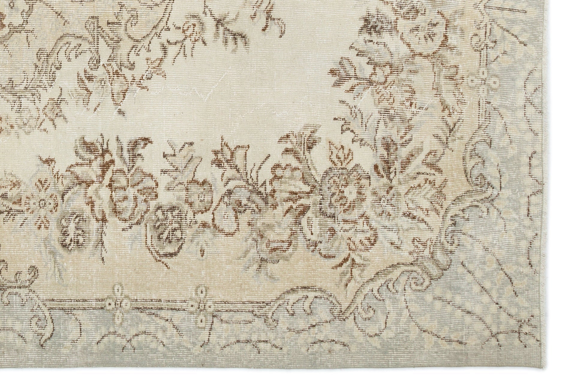 Atina Beige Vintage Wool Handmade Area Rug 5'11" x 8'8"