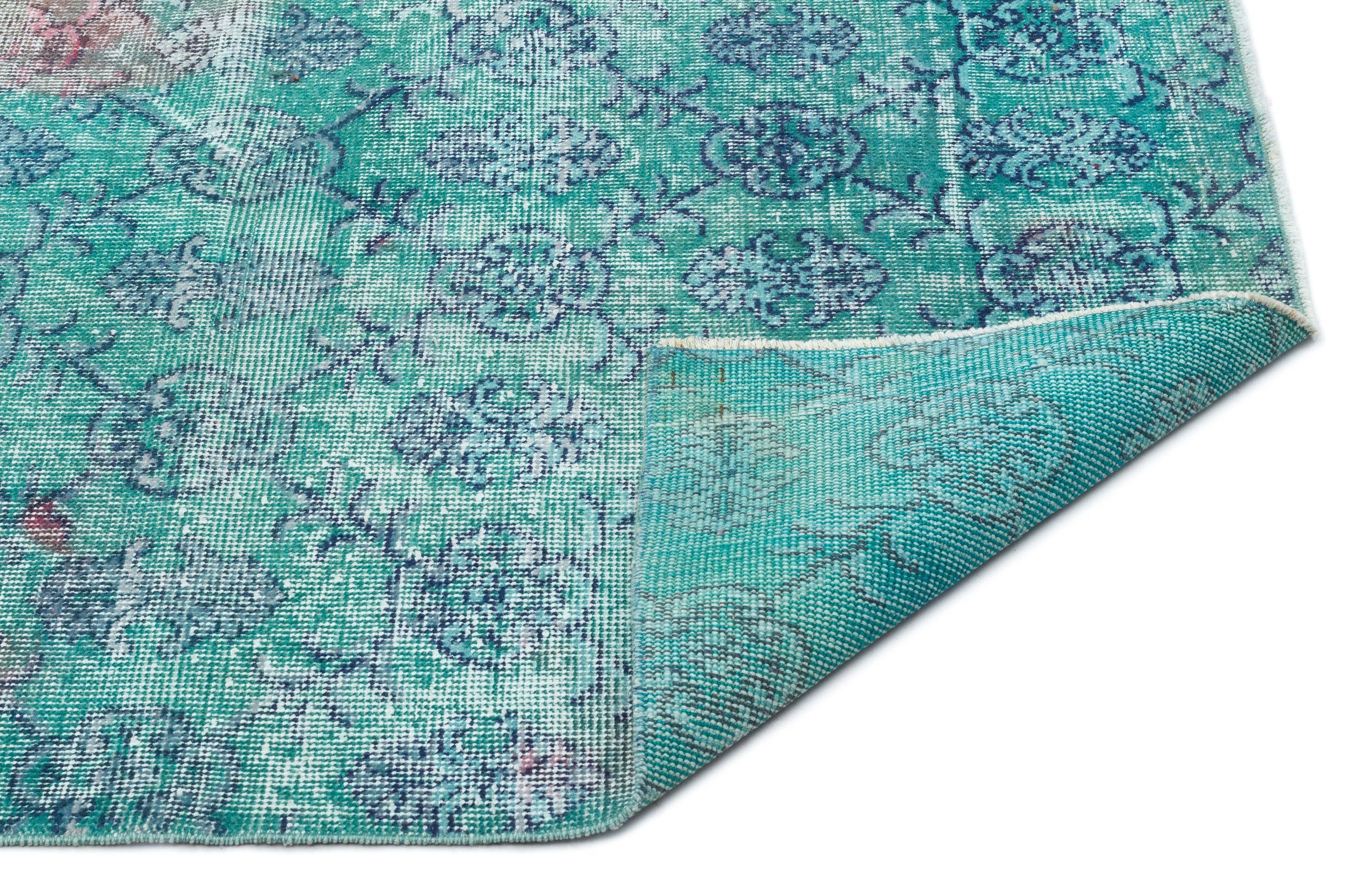 Atina Turquoise Vintage Wool Handmade Area Rug 7'0" x 10'9"