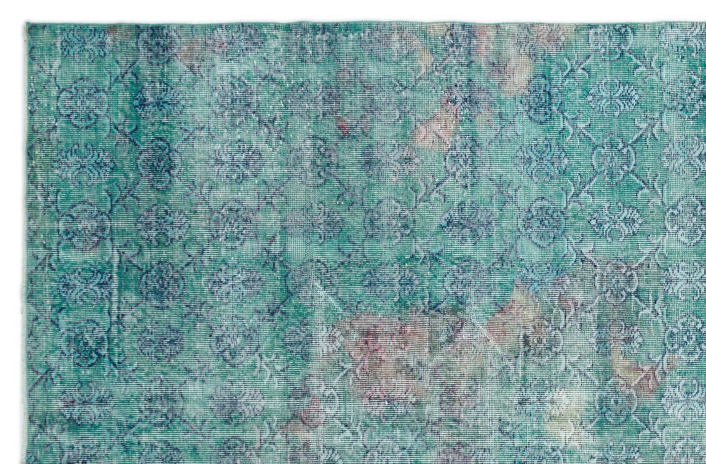 Atina Turquoise Vintage Wool Handmade Area Rug 7'0" x 10'9"