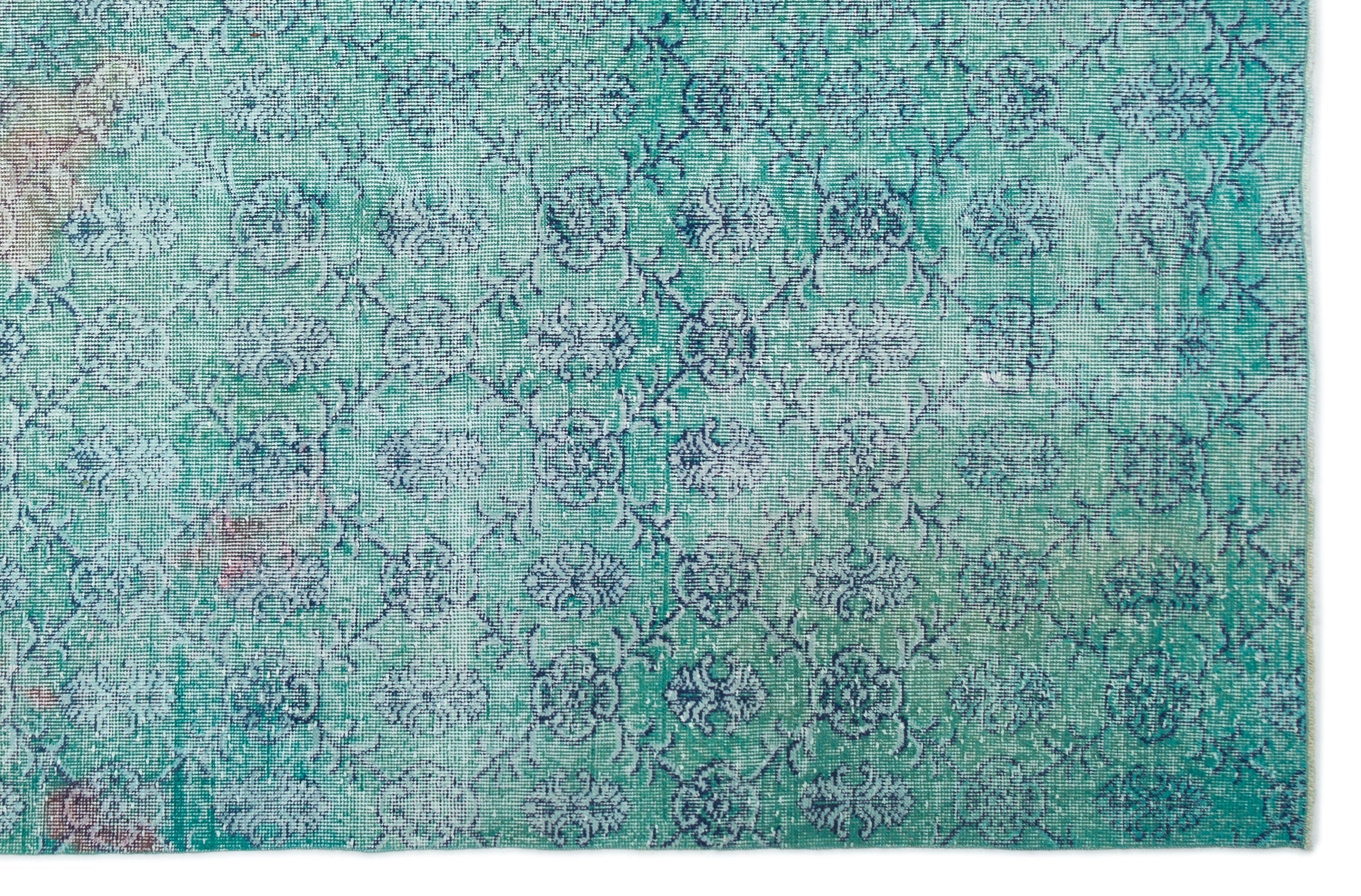 Atina Turquoise Vintage Wool Handmade Area Rug 7'0" x 10'9"