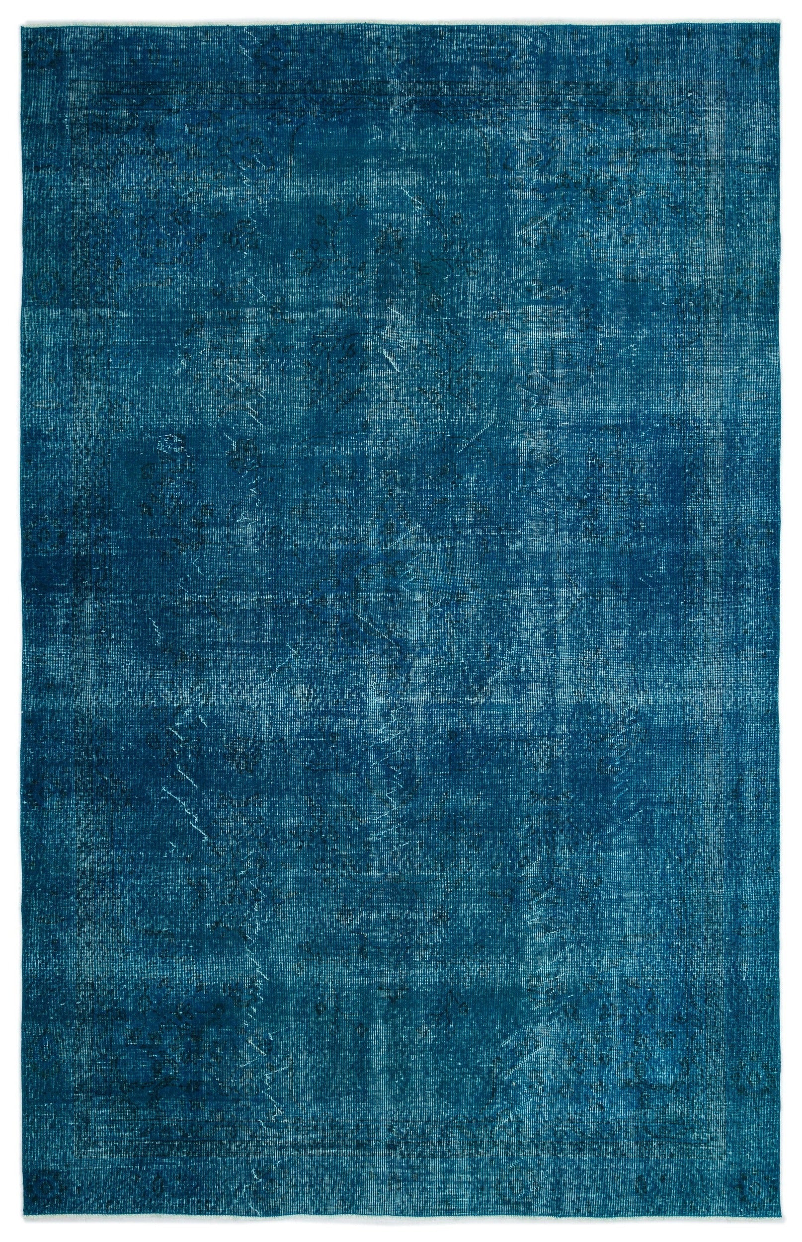 Atina Turquoise Vintage Wool Handmade Area Rug 6'6" x 10'1"