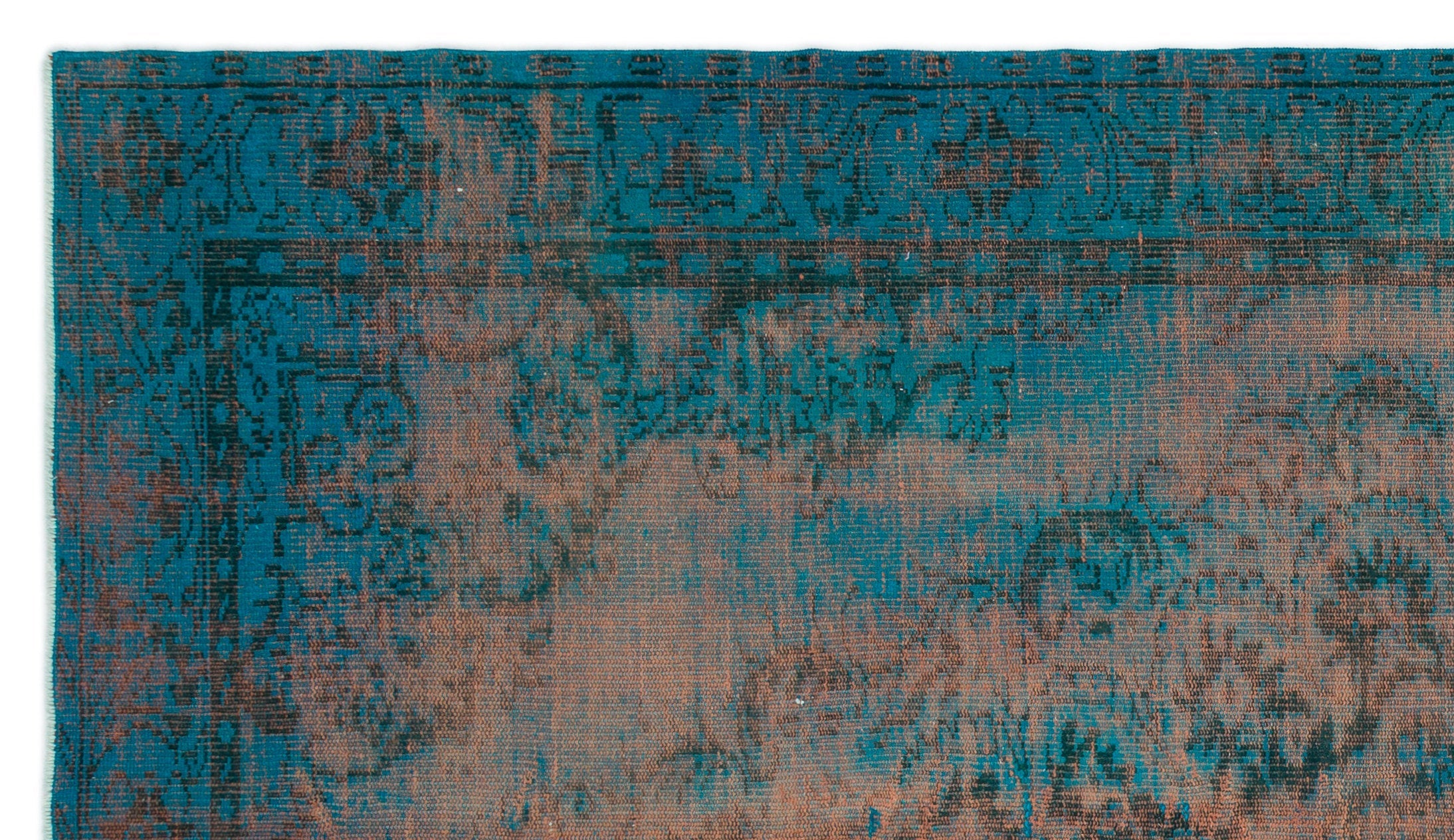 Atina Turquoise Vintage Wool Handmade Area Rug 5'10" x 9'10"