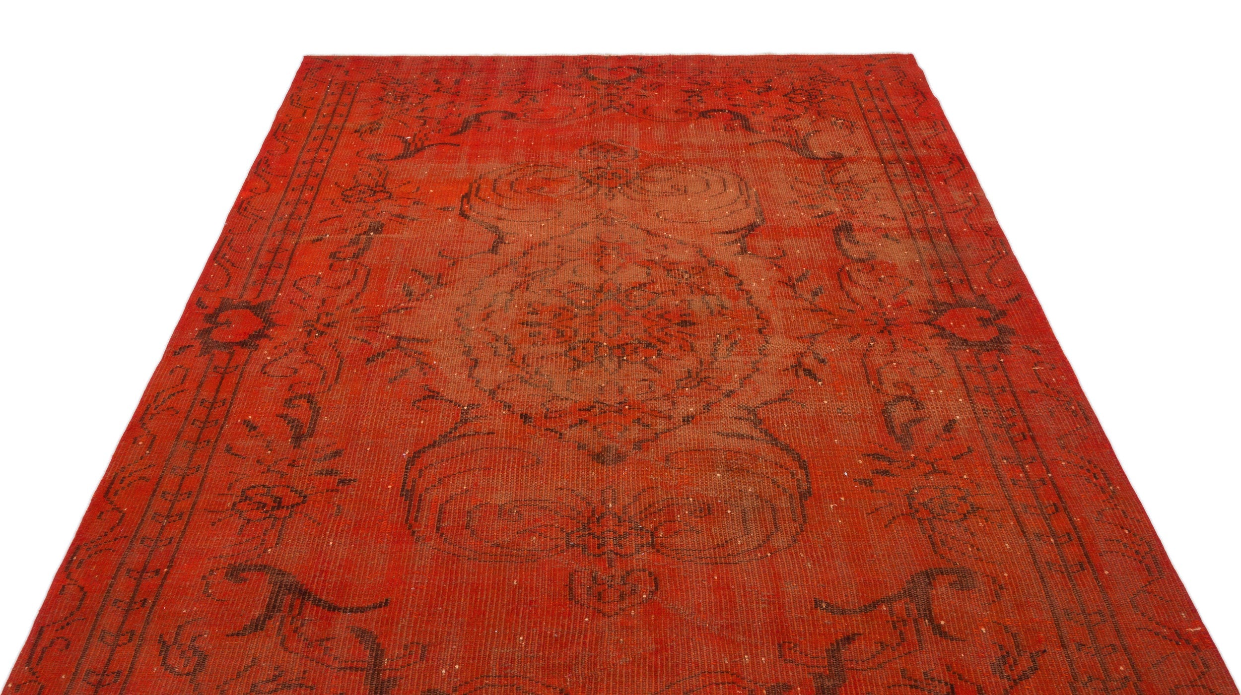 Atina Orange Vintage Wool Handmade Area Rug 5'8" x 8'8"