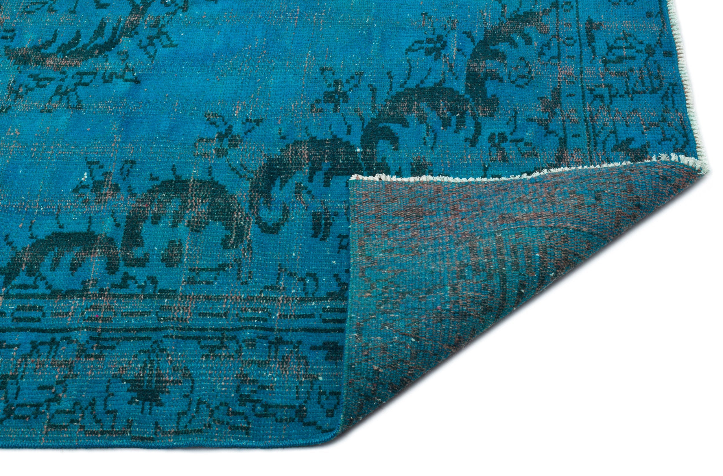Atina Turquoise Vintage Wool Handmade Area Rug 5'4" x 9'9"