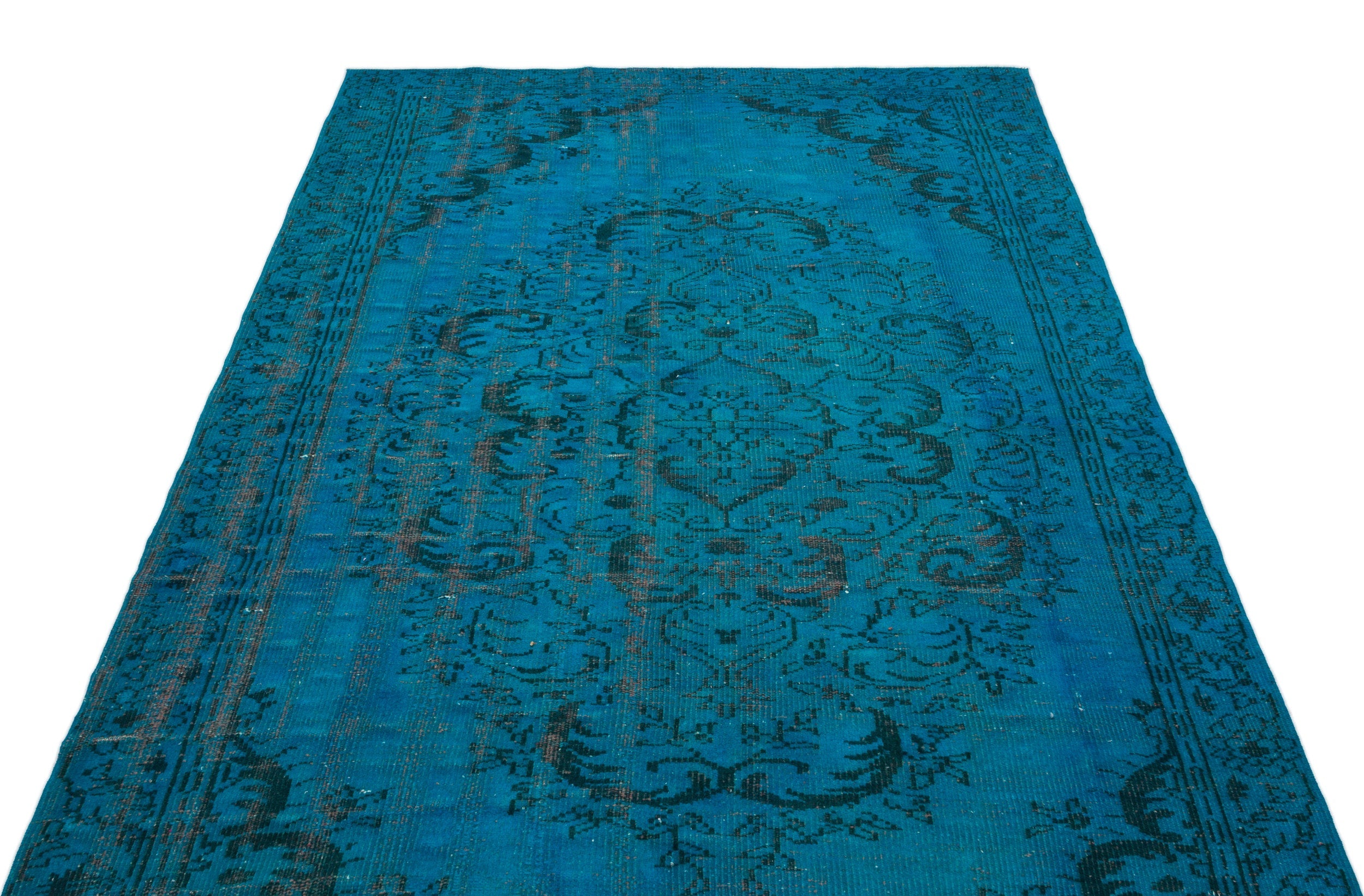 Atina Turquoise Vintage Wool Handmade Area Rug 5'4" x 9'9"