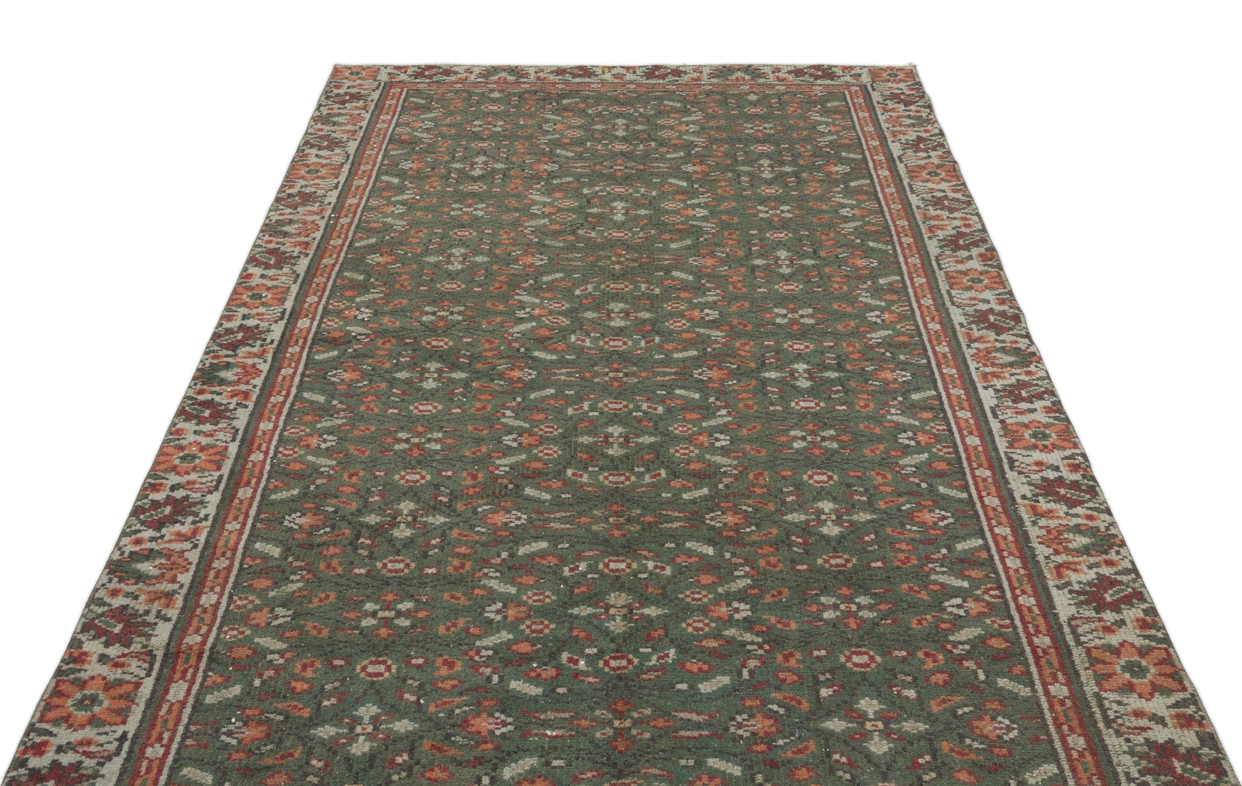 Atina Cream Vintage Wool Handmade Area Rug 5'2" x 8'11"
