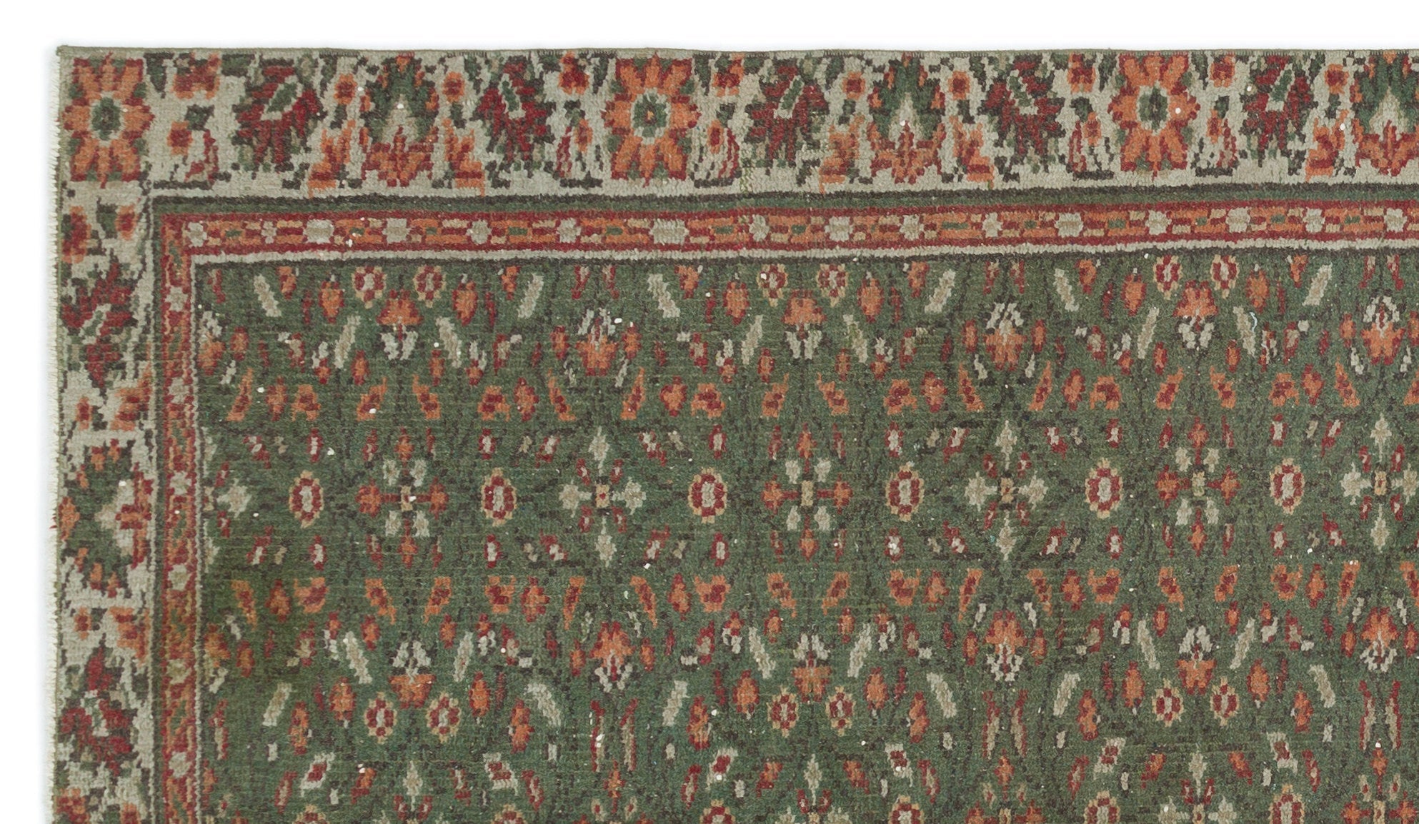 Atina Cream Vintage Wool Handmade Area Rug 5'2" x 8'11"