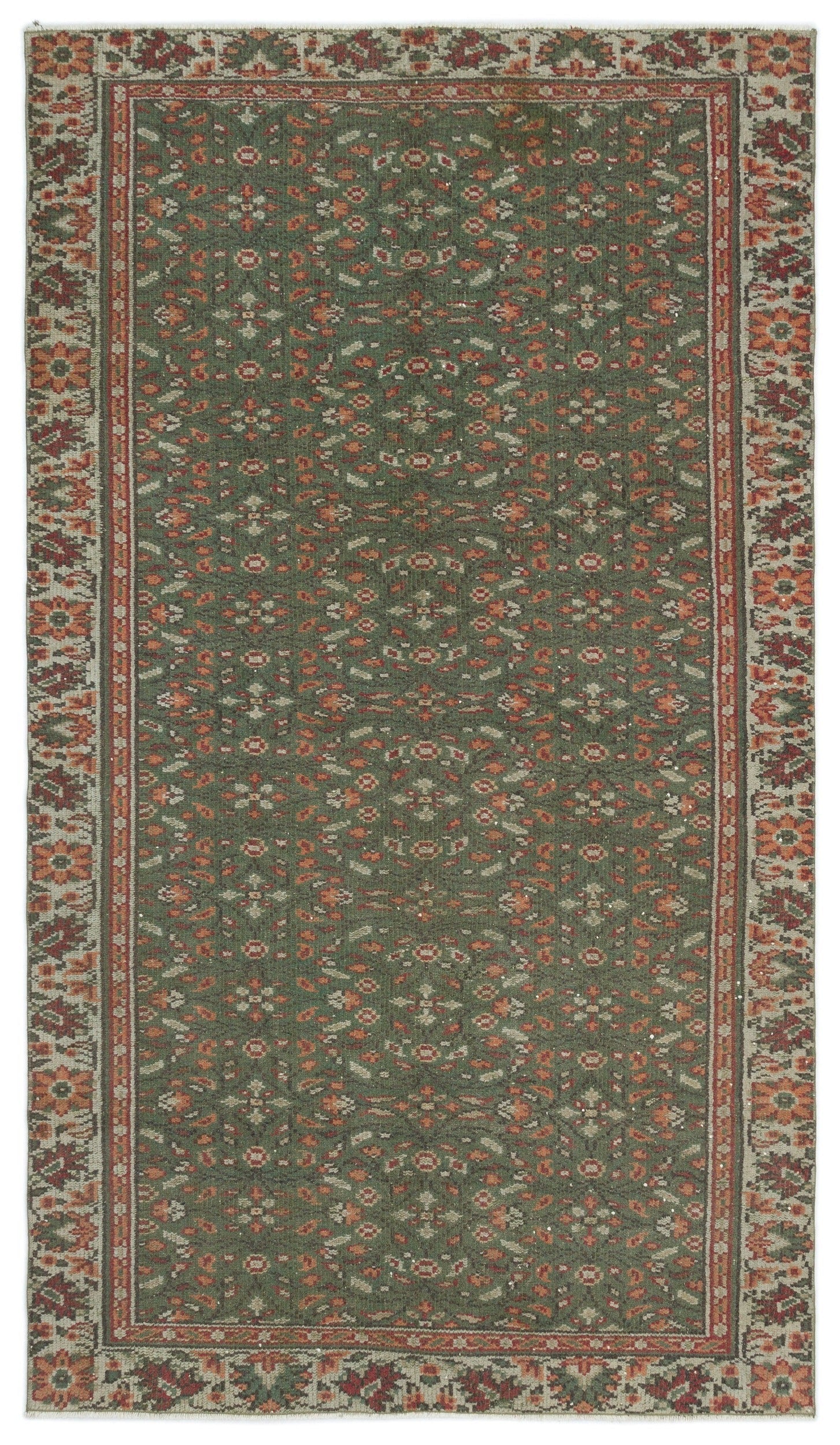 Atina Cream Vintage Wool Handmade Area Rug 5'2" x 8'11"