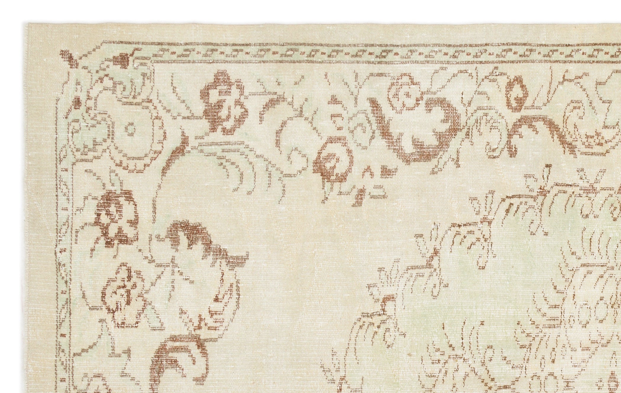 Atina Beige Vintage Wool Handmade Area Rug 5'11" x 9'3"