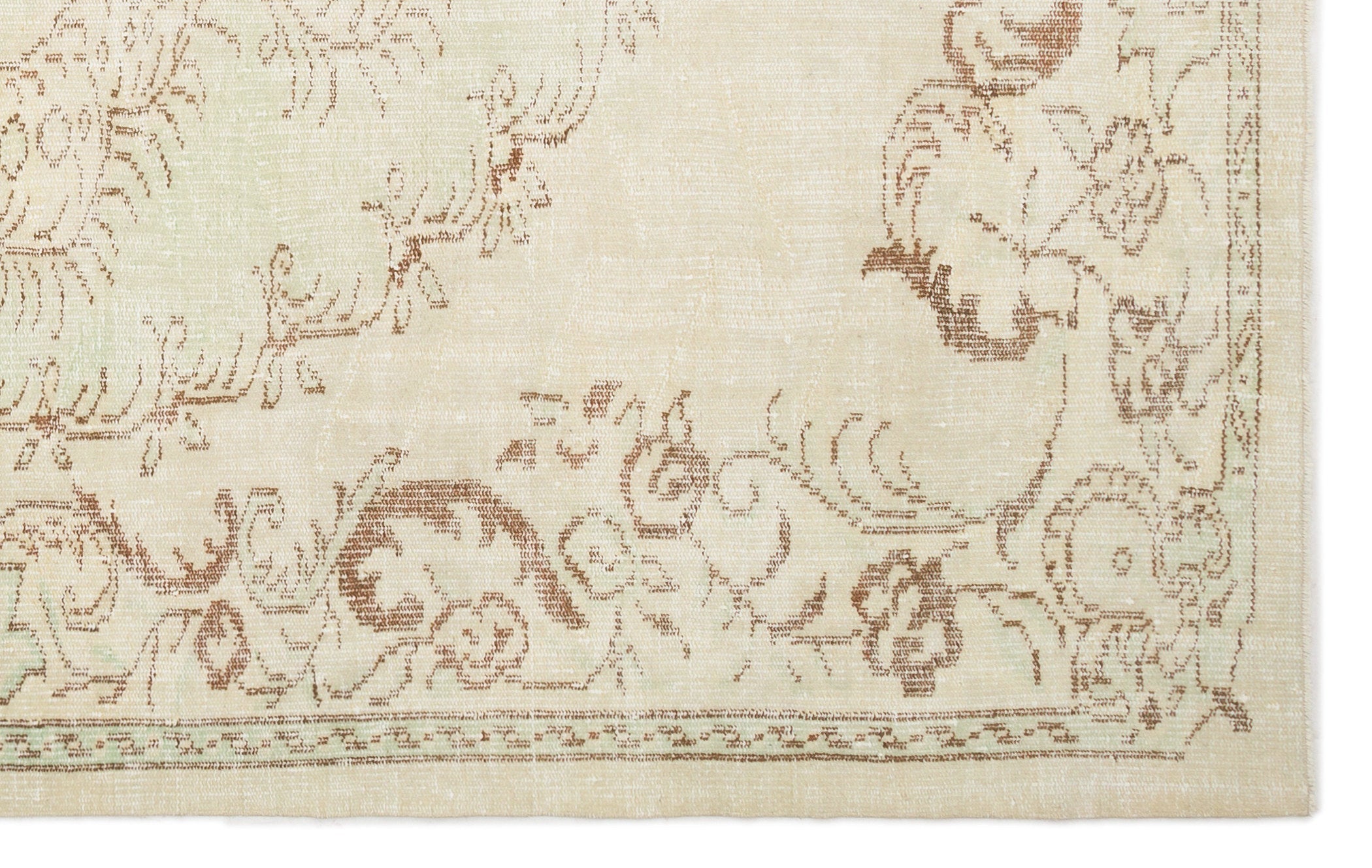 Atina Beige Vintage Wool Handmade Area Rug 5'11" x 9'3"