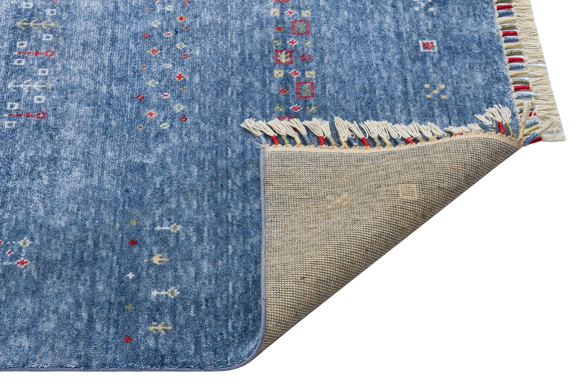 Blue Viscose Rug – Modern Handmade Rug with Authentic Pattern and Soft Texture