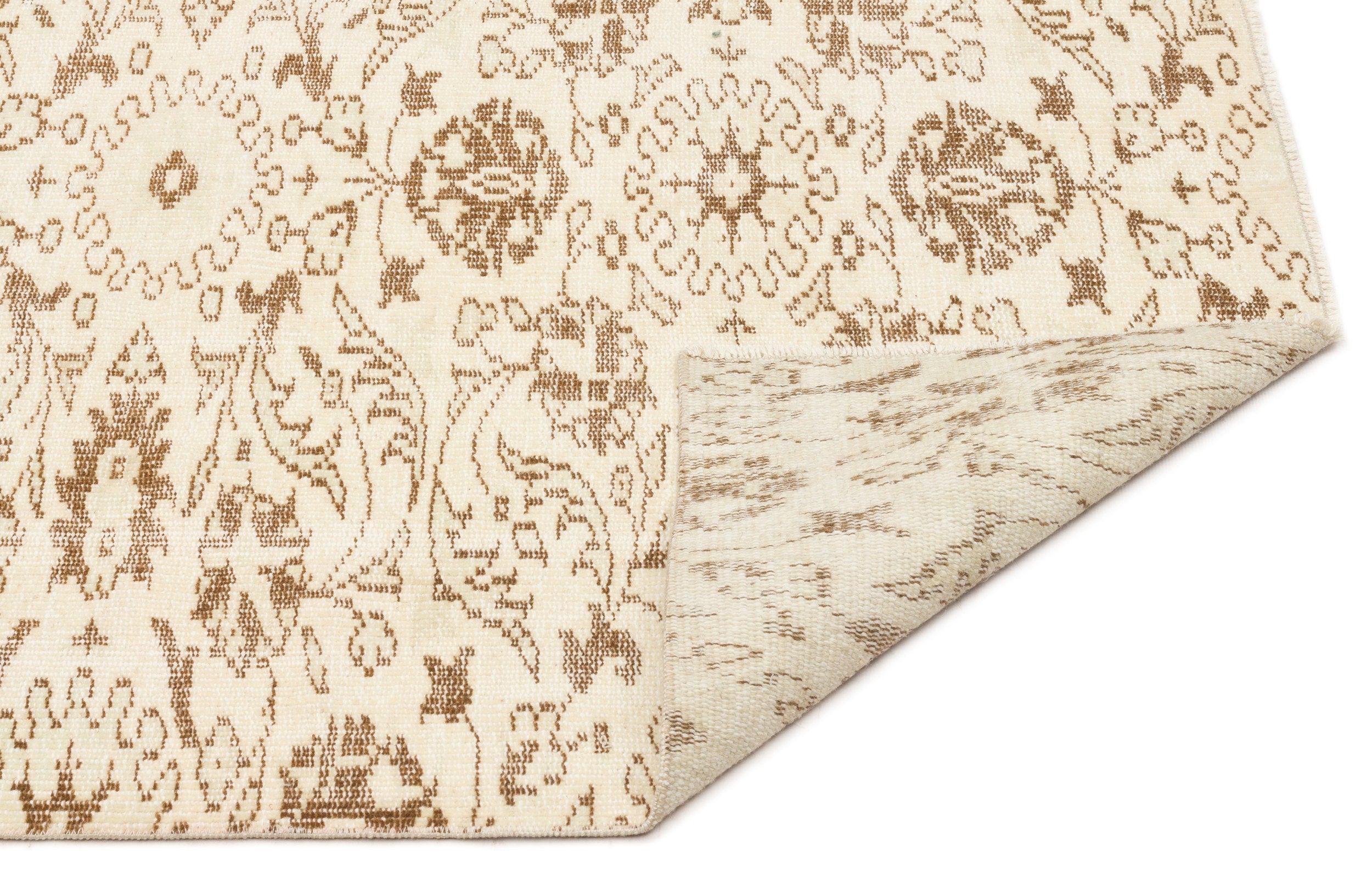 Atina Beige Vintage Wool Handmade Area Rug 5'9" x 8'8"