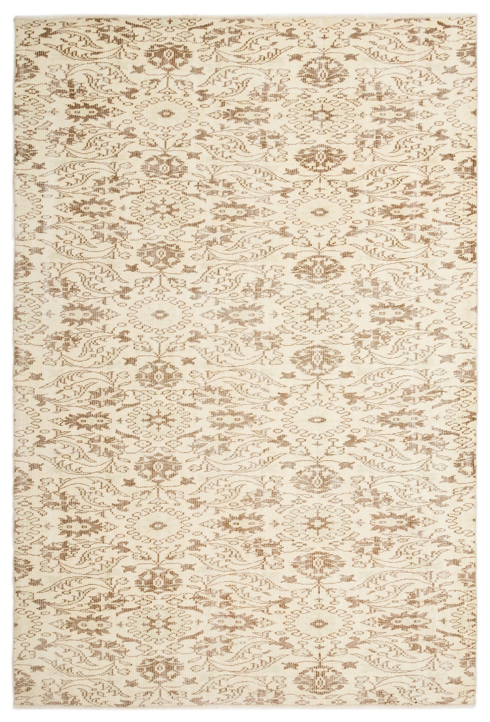 Atina Beige Vintage Wool Handmade Area Rug 5'9" x 8'8"