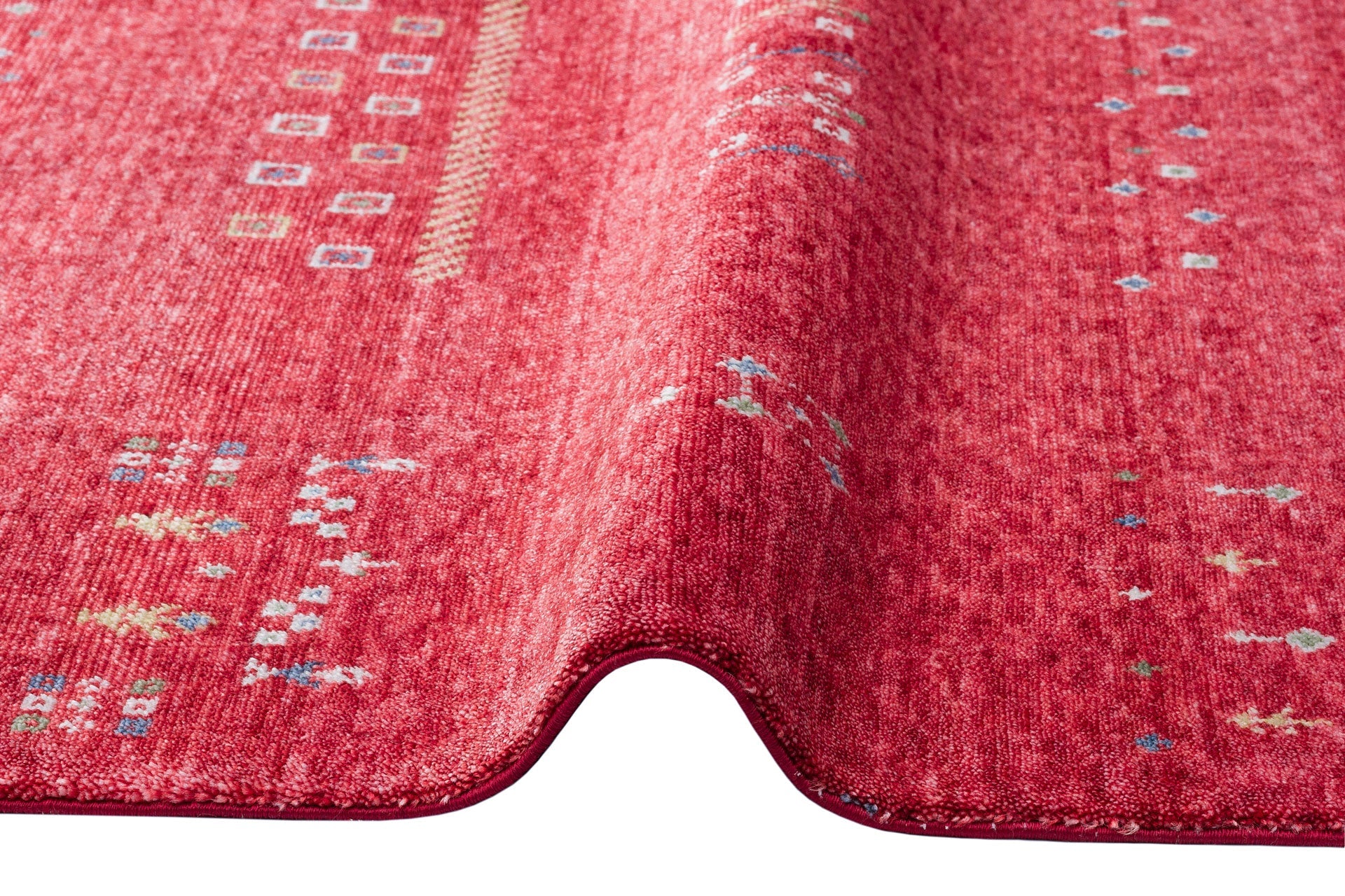 Modern Handmade Rug – Red Viscose Flatweave Area Rug With Geometric Pattern