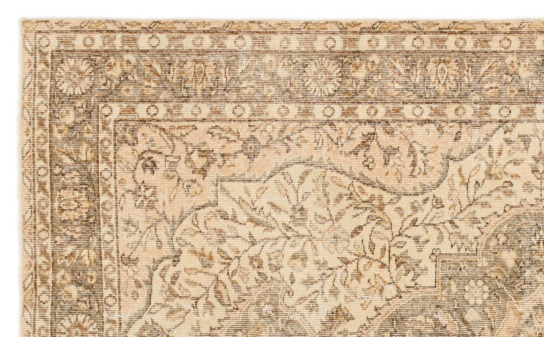 Atina Beige Vintage Wool Handmade Area Rug 5'3" x 8'9"