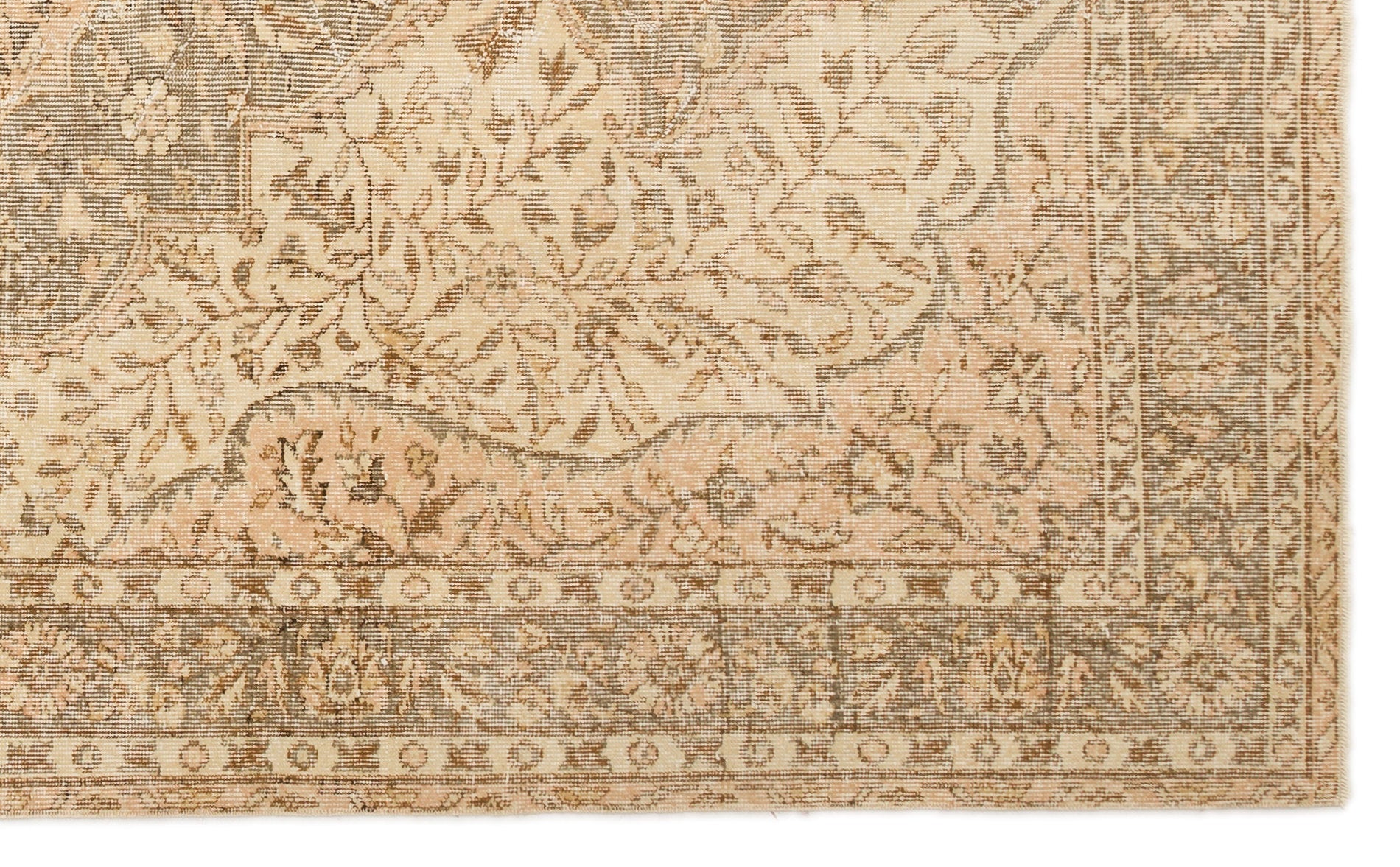 Atina Beige Vintage Wool Handmade Area Rug 5'3" x 8'9"