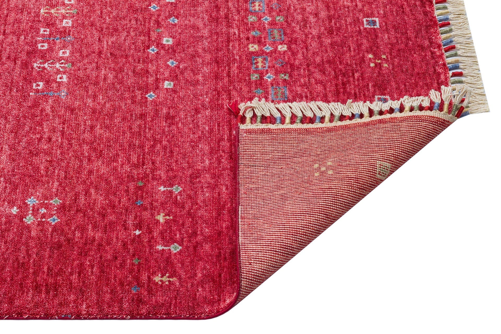 Modern Handmade Rug – Red Viscose Flatweave Area Rug With Geometric Pattern