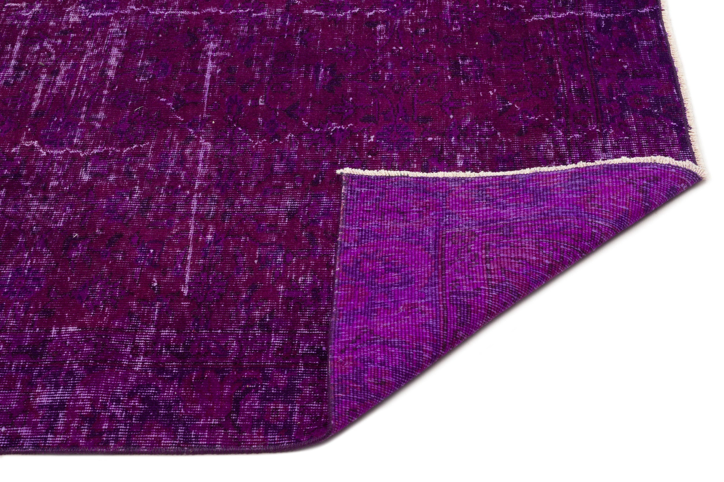 Atina Purple Vintage Wool Handmade Area Rug 6'3" x 9'7"