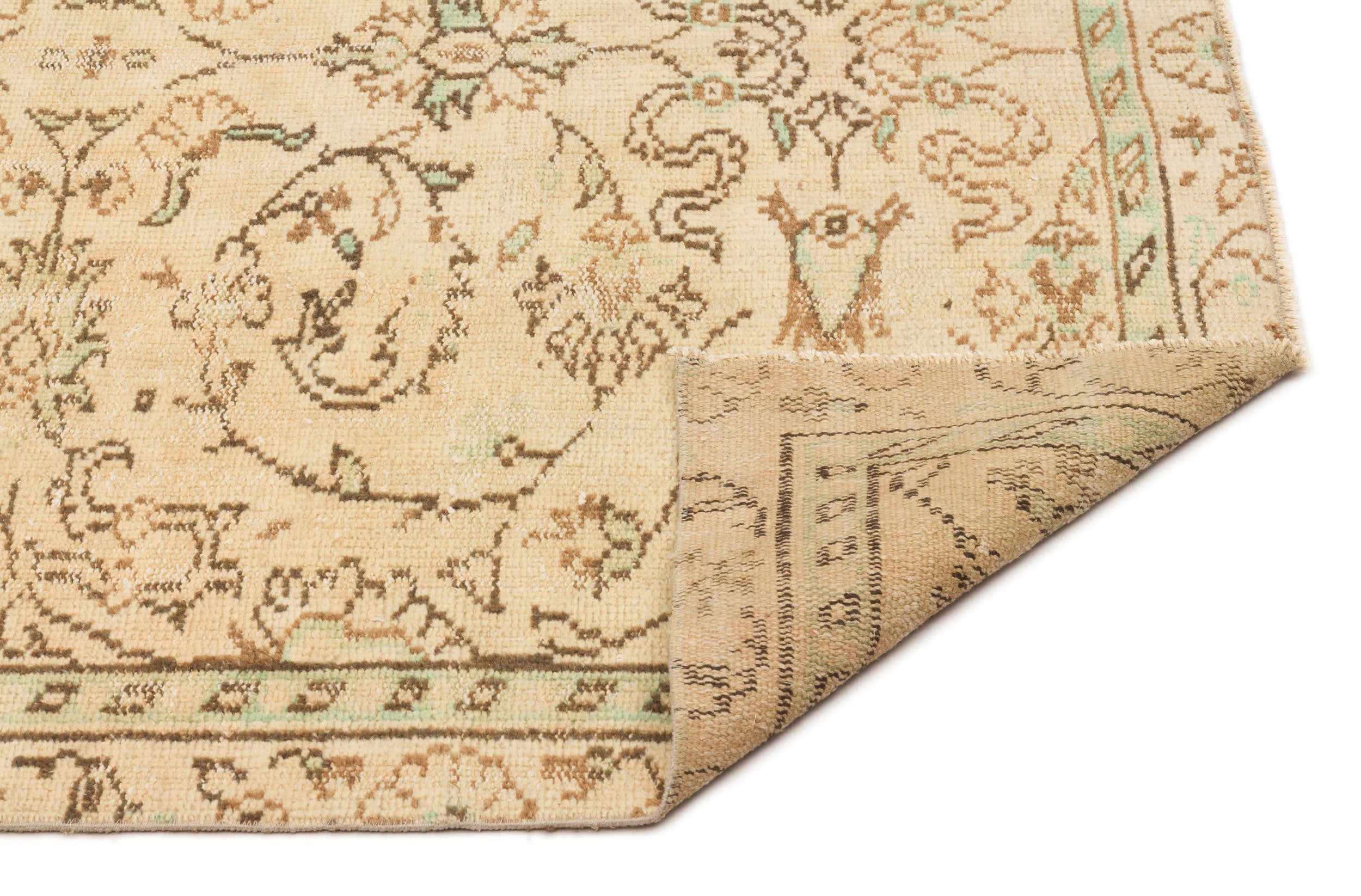 Atina Beige Vintage Wool Handmade Area Rug 4'11" x 8'0"