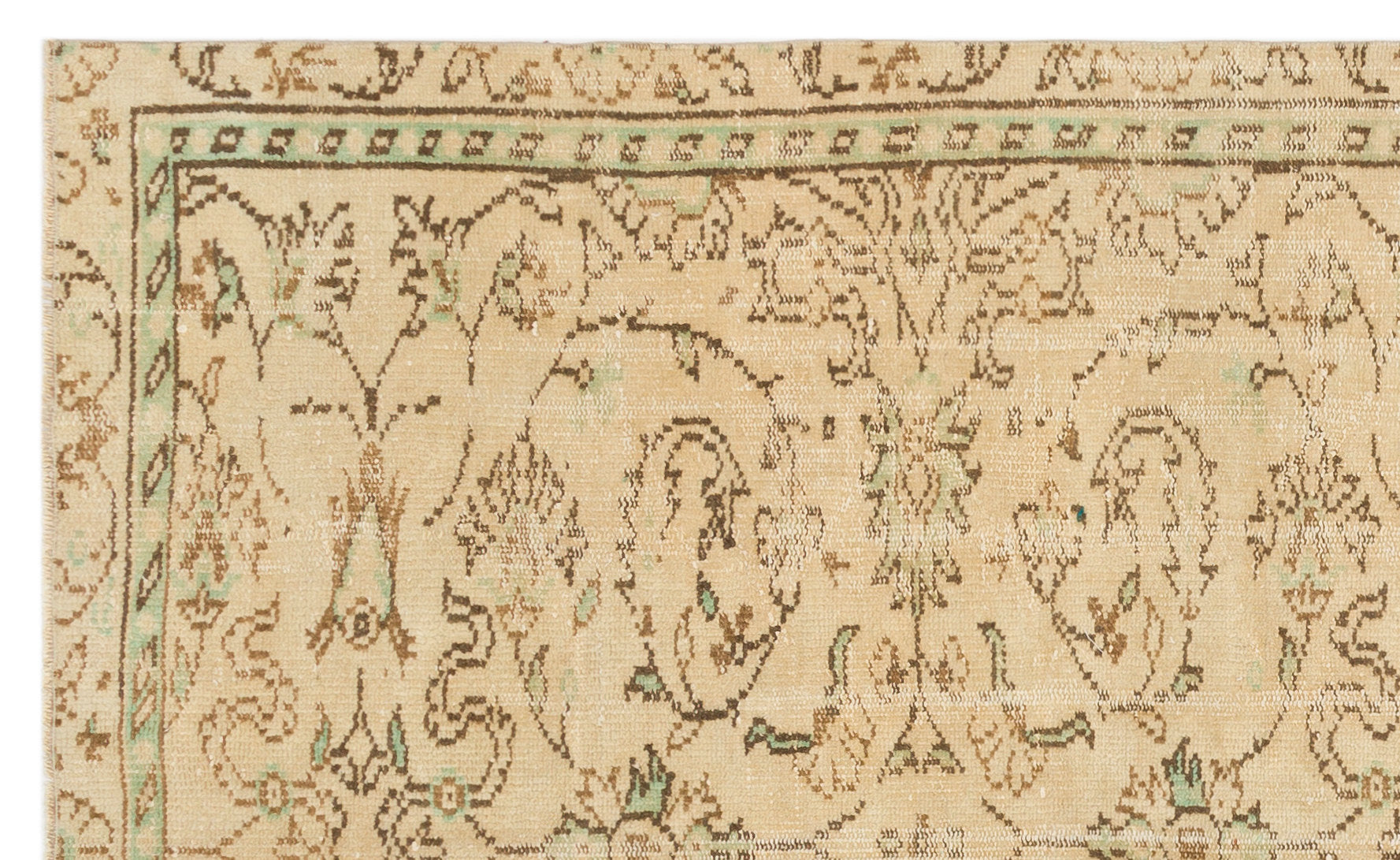 Atina Beige Vintage Wool Handmade Area Rug 4'11" x 8'0"