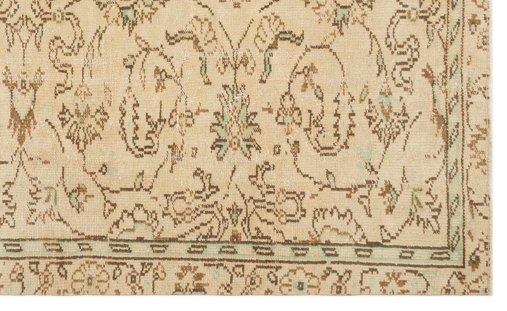 Atina Beige Vintage Wool Handmade Area Rug 4'11" x 8'0"