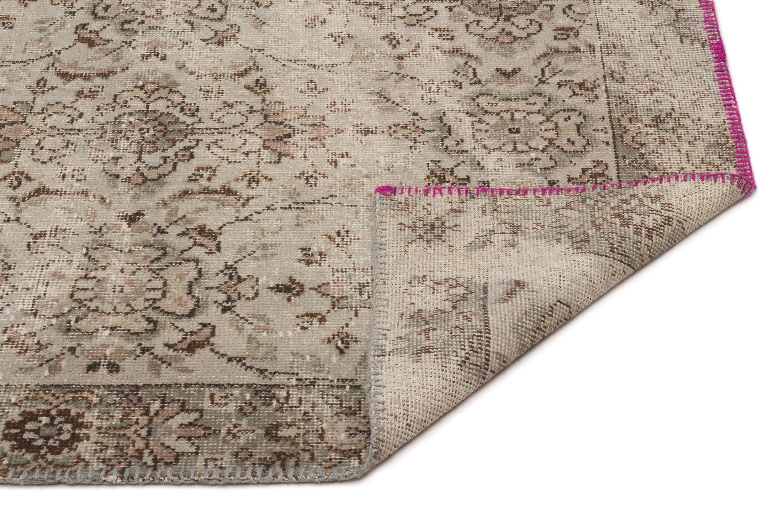 Atina Beige Vintage Wool Handmade Area Rug 5'11" x 9'1"