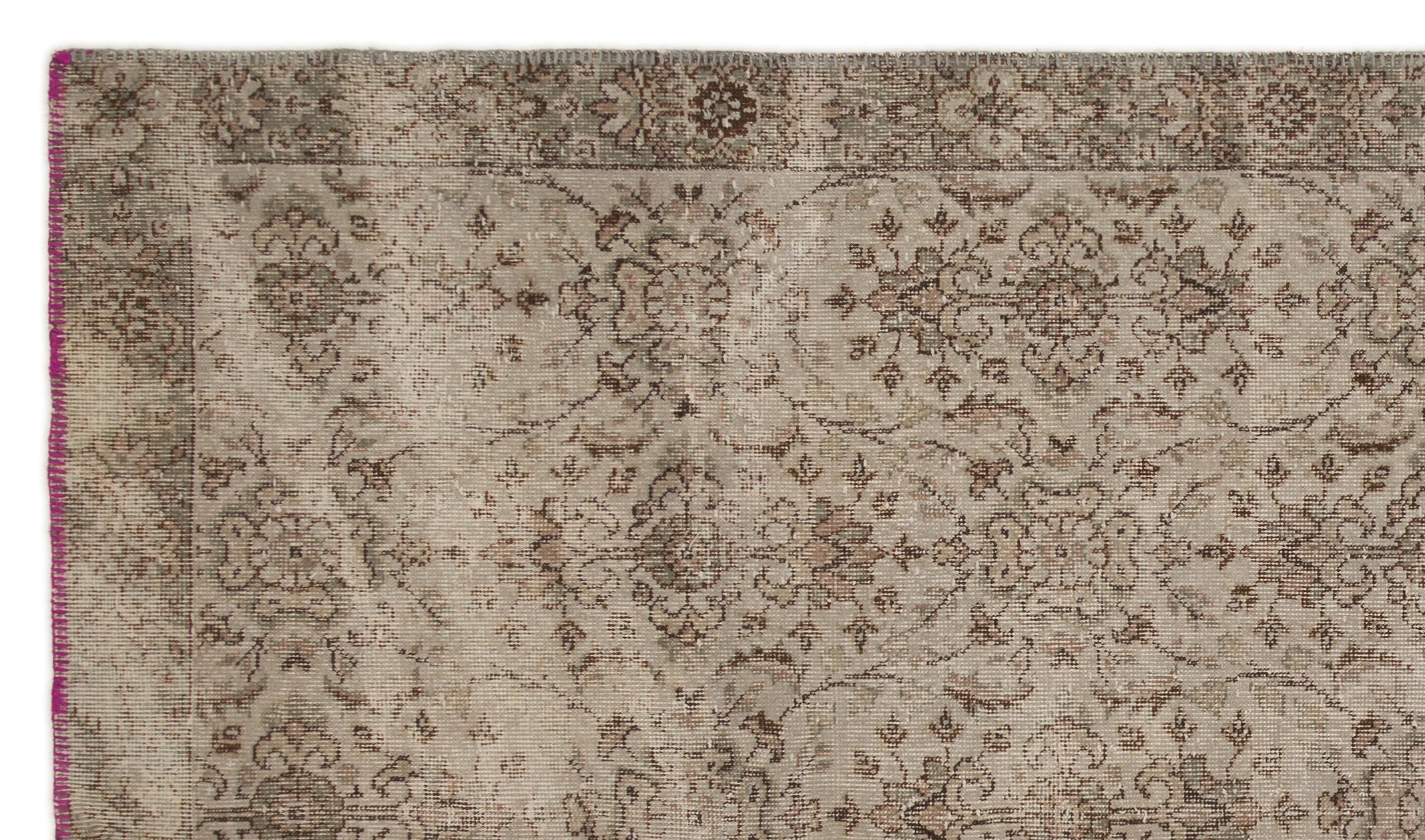 Atina Beige Vintage Wool Handmade Area Rug 5'11" x 9'1"
