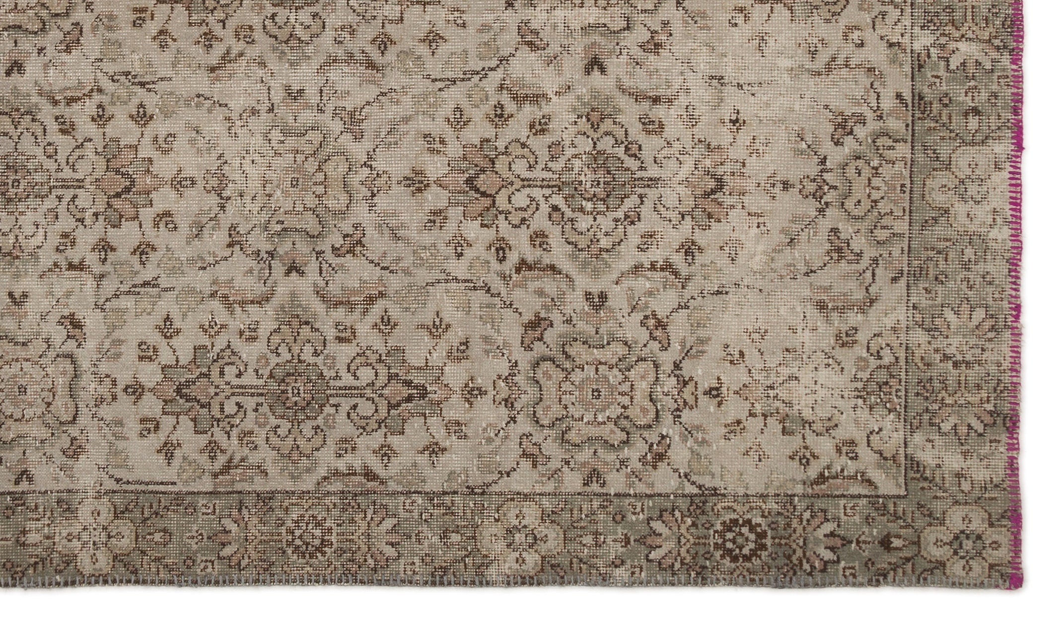 Atina Beige Vintage Wool Handmade Area Rug 5'11" x 9'1"
