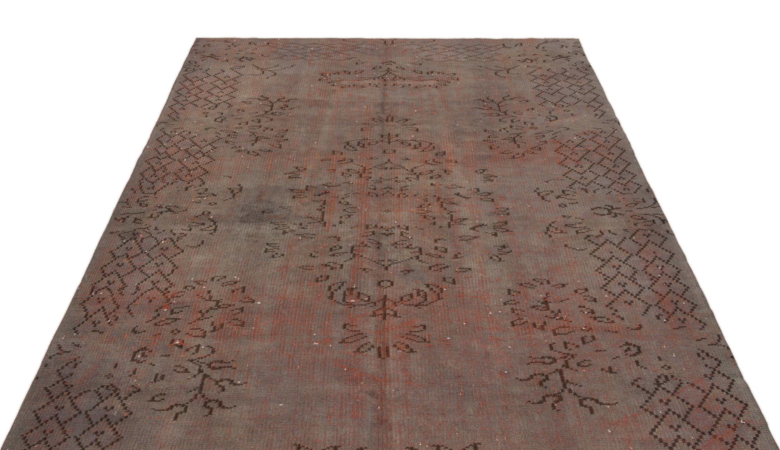 Atina Brown Vintage Wool Handmade Area Rug 5'5" x 8'2"