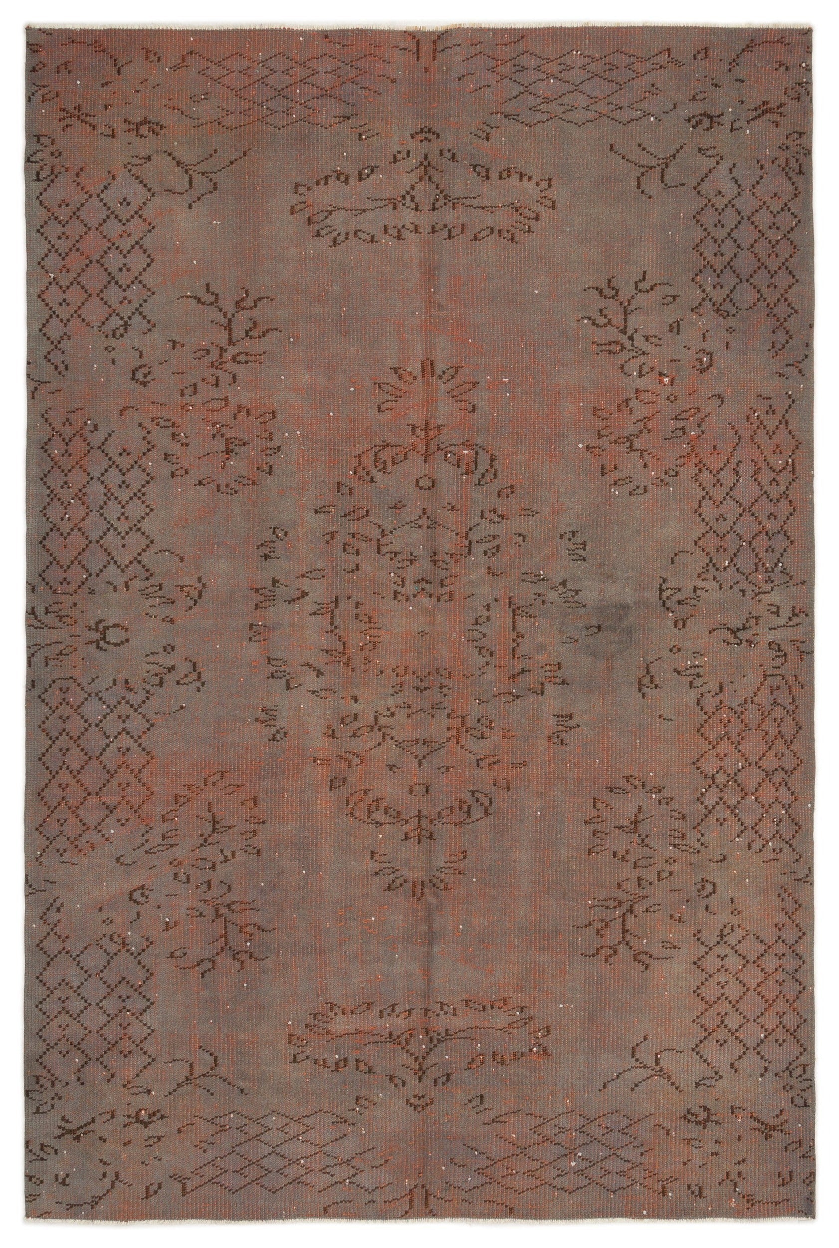 Atina Brown Vintage Wool Handmade Area Rug 5'5" x 8'2"