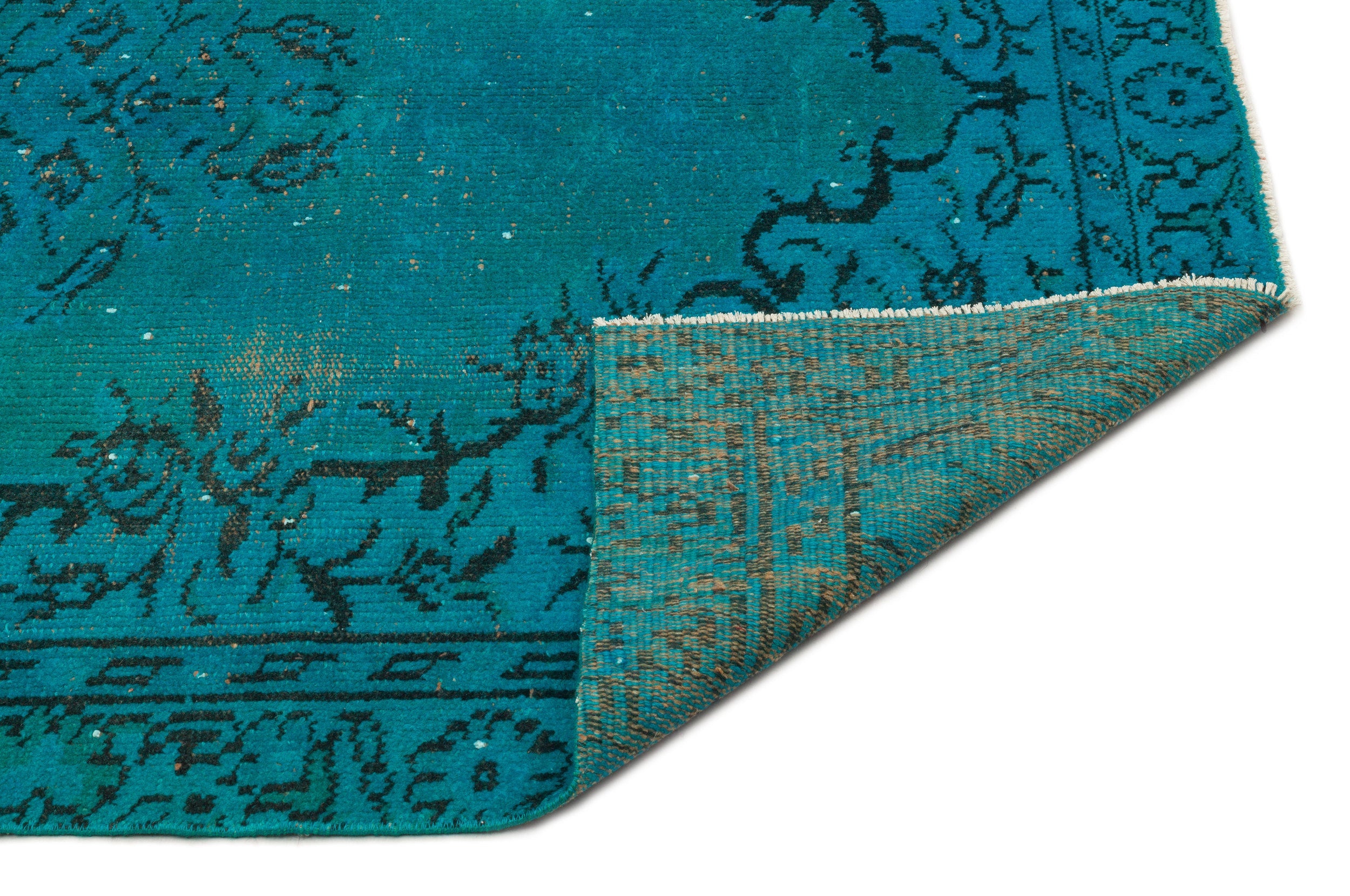 Atina Turquoise Vintage Wool Handmade Area Rug 4'8" x 8'6"