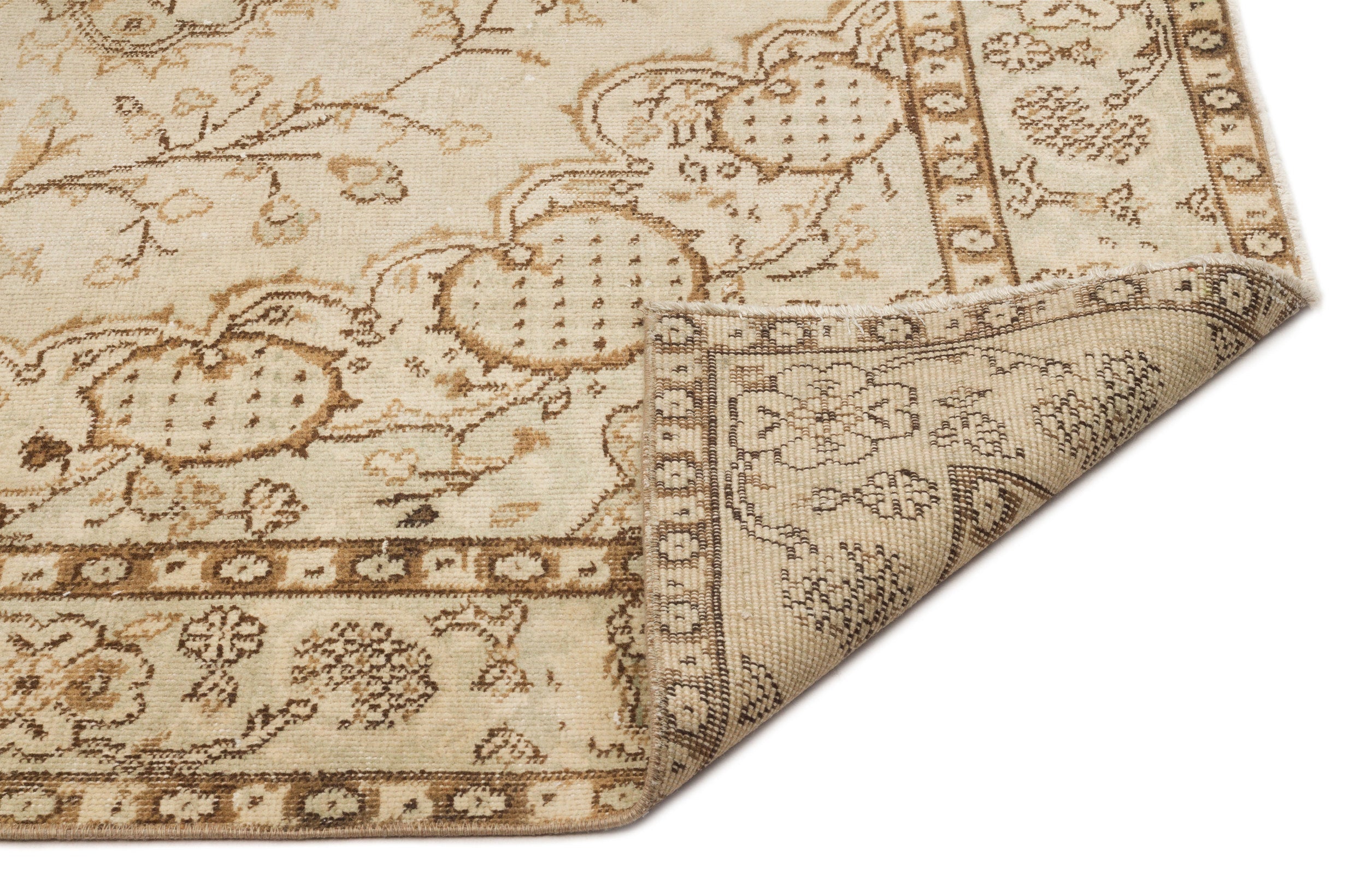 Atina Beige Vintage Wool Handmade Area Rug 5'8" x 8'10"