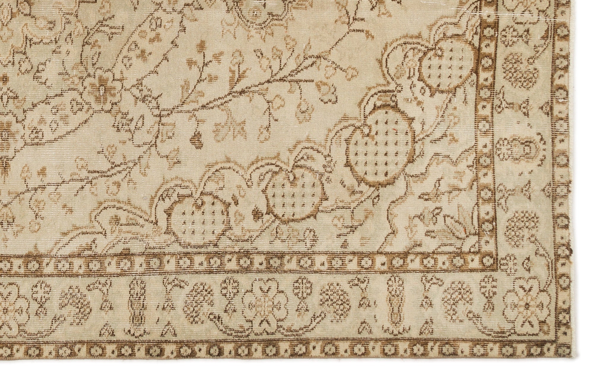 Atina Beige Vintage Wool Handmade Area Rug 5'8" x 8'10"