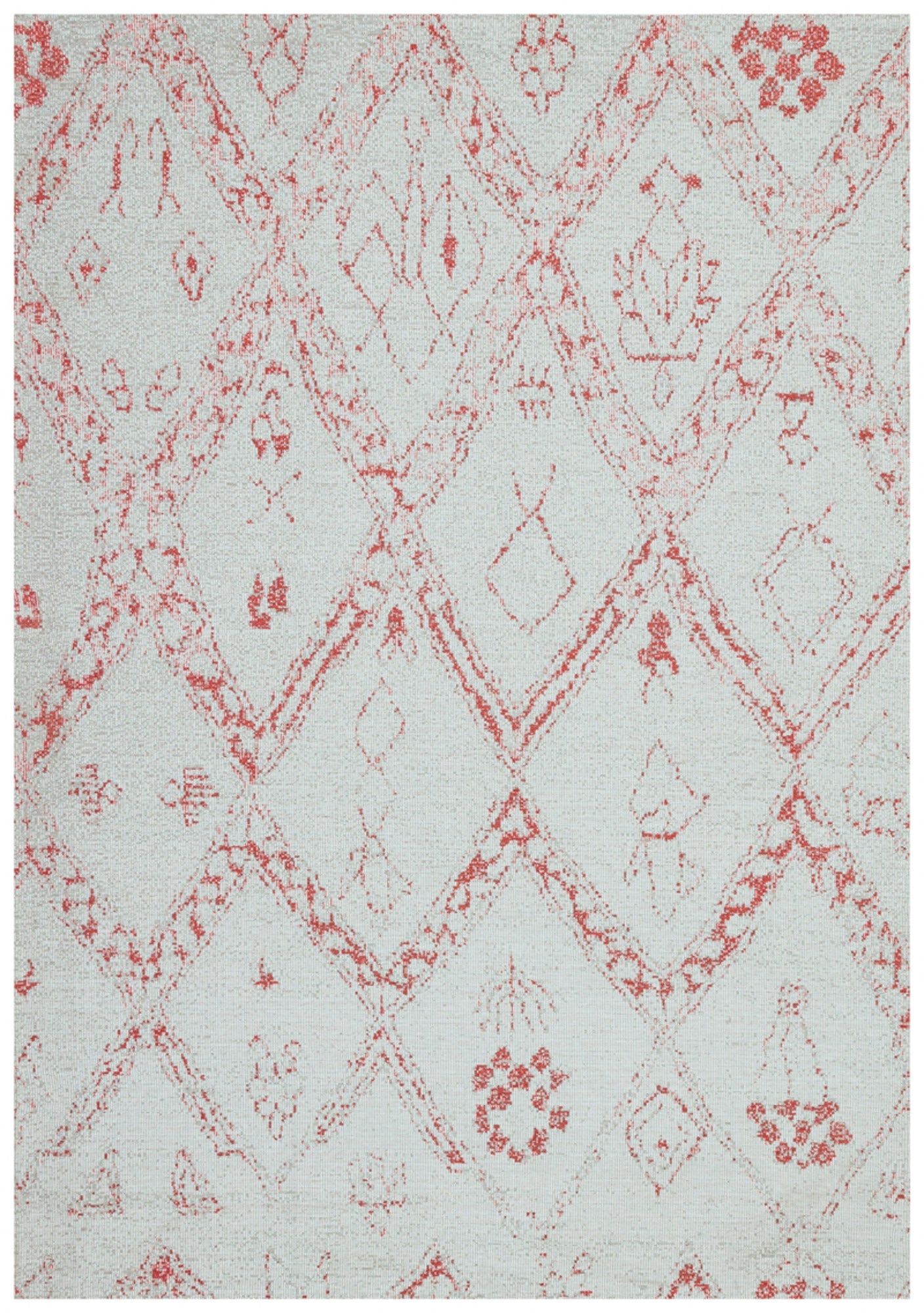 Machine Made Area Rug – Grey Ecru Geometric Cotton Yarn Carpet for Living Room