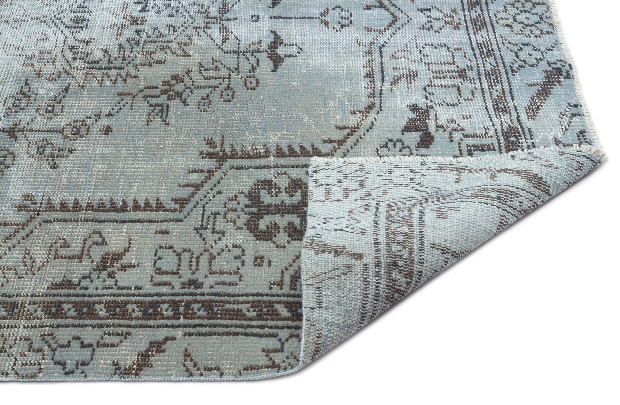Atina Blue Vintage Wool Handmade Area Rug 5'7" x 8'3"