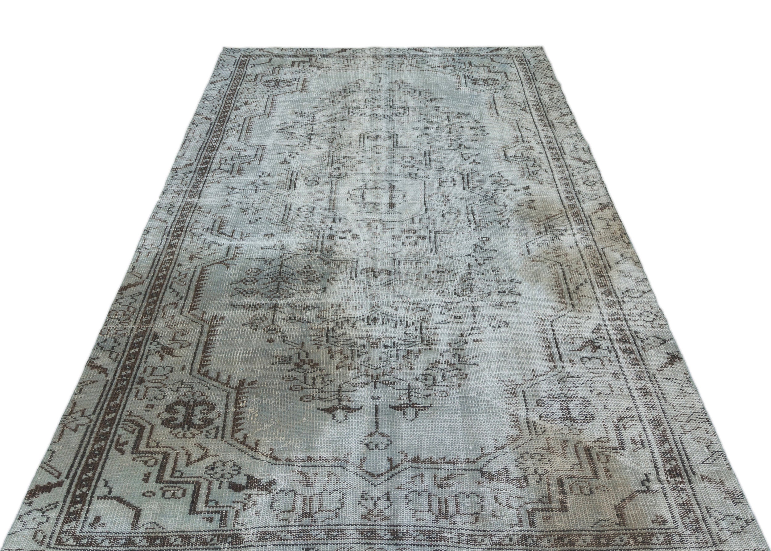 Atina Blue Vintage Wool Handmade Area Rug 5'7" x 8'3"