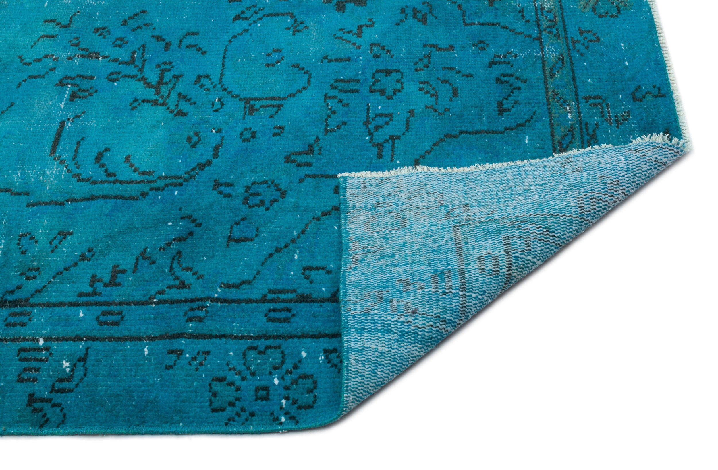 Atina Turquoise Vintage Wool Handmade Area Rug 5'5" x 9'6"