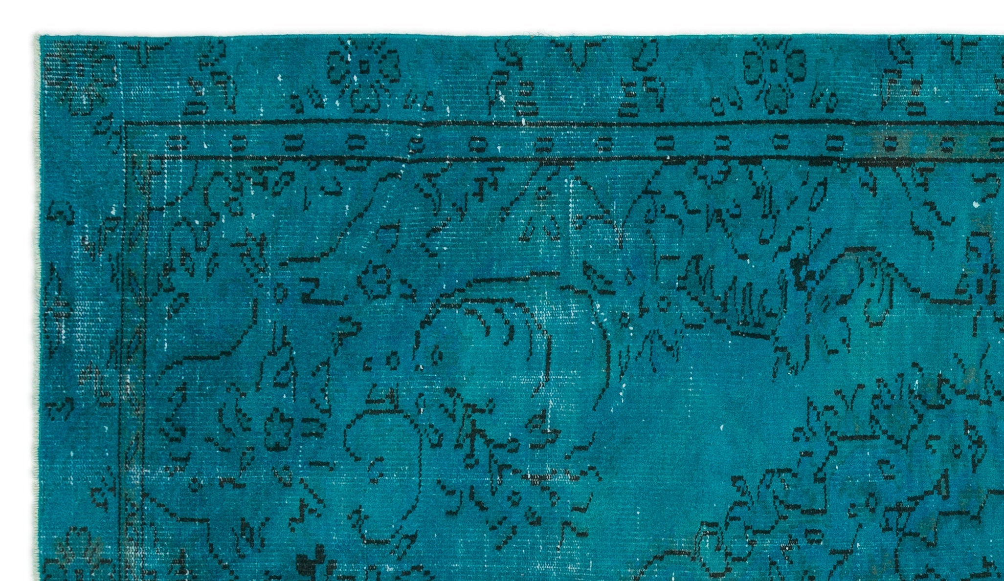 Atina Turquoise Vintage Wool Handmade Area Rug 5'5" x 9'6"