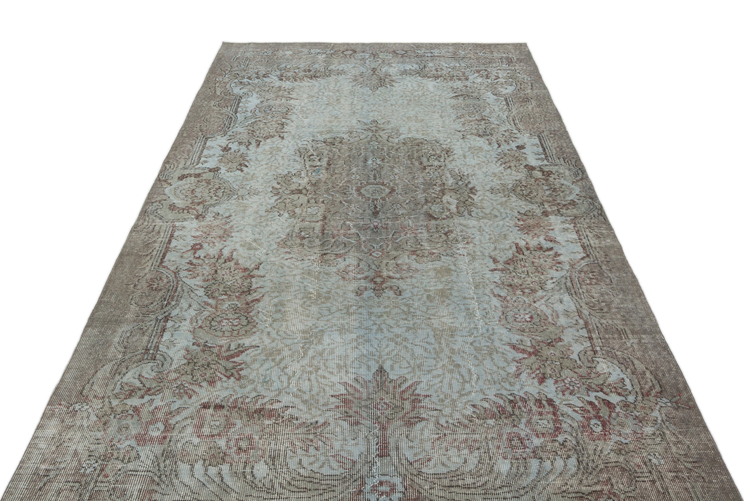 Atina Blue Vintage Wool Handmade Area Rug 5'7" x 9'1"
