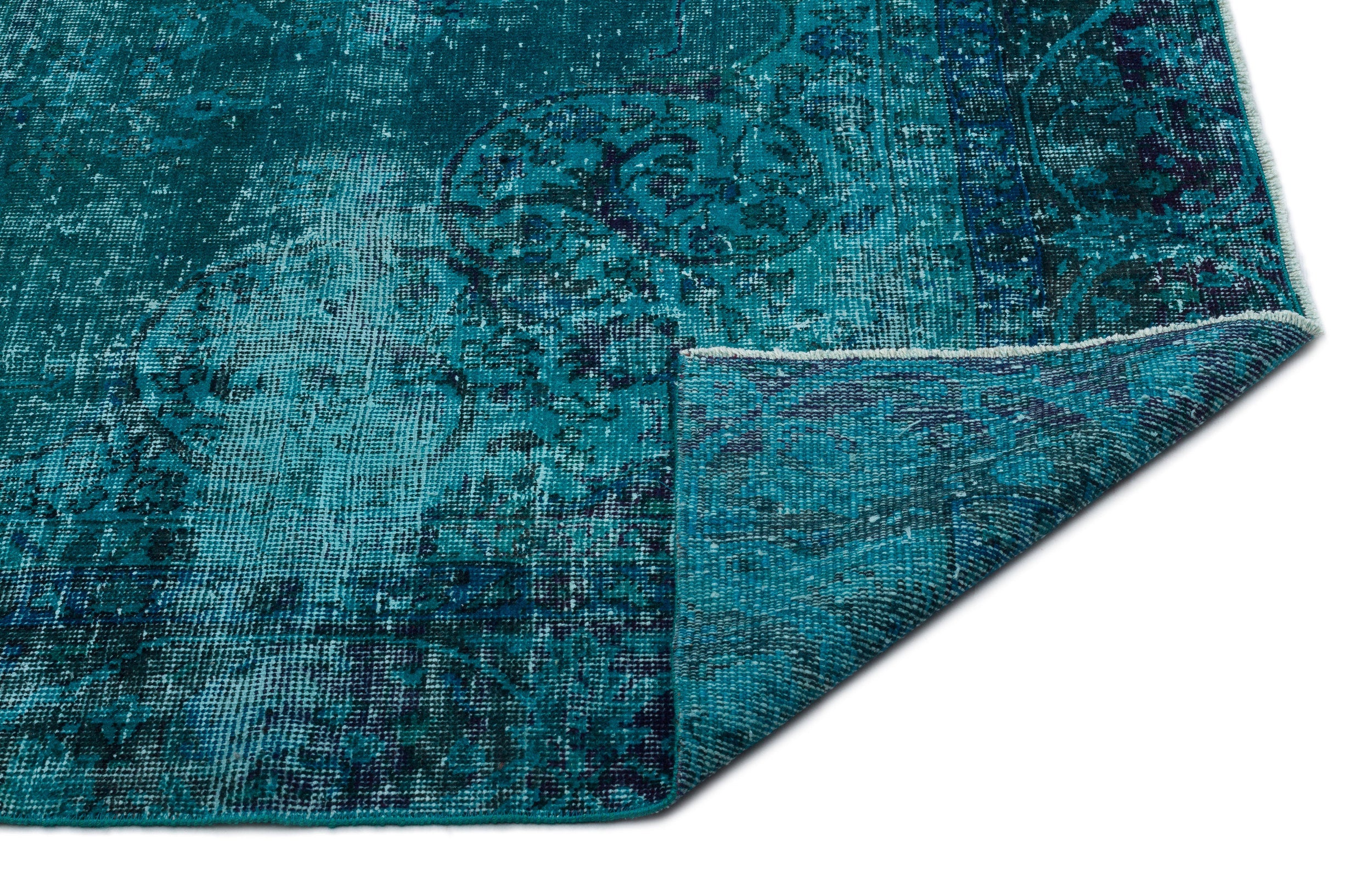 Atina Turquoise Vintage Wool Handmade Area Rug 6'2" x 9'6"